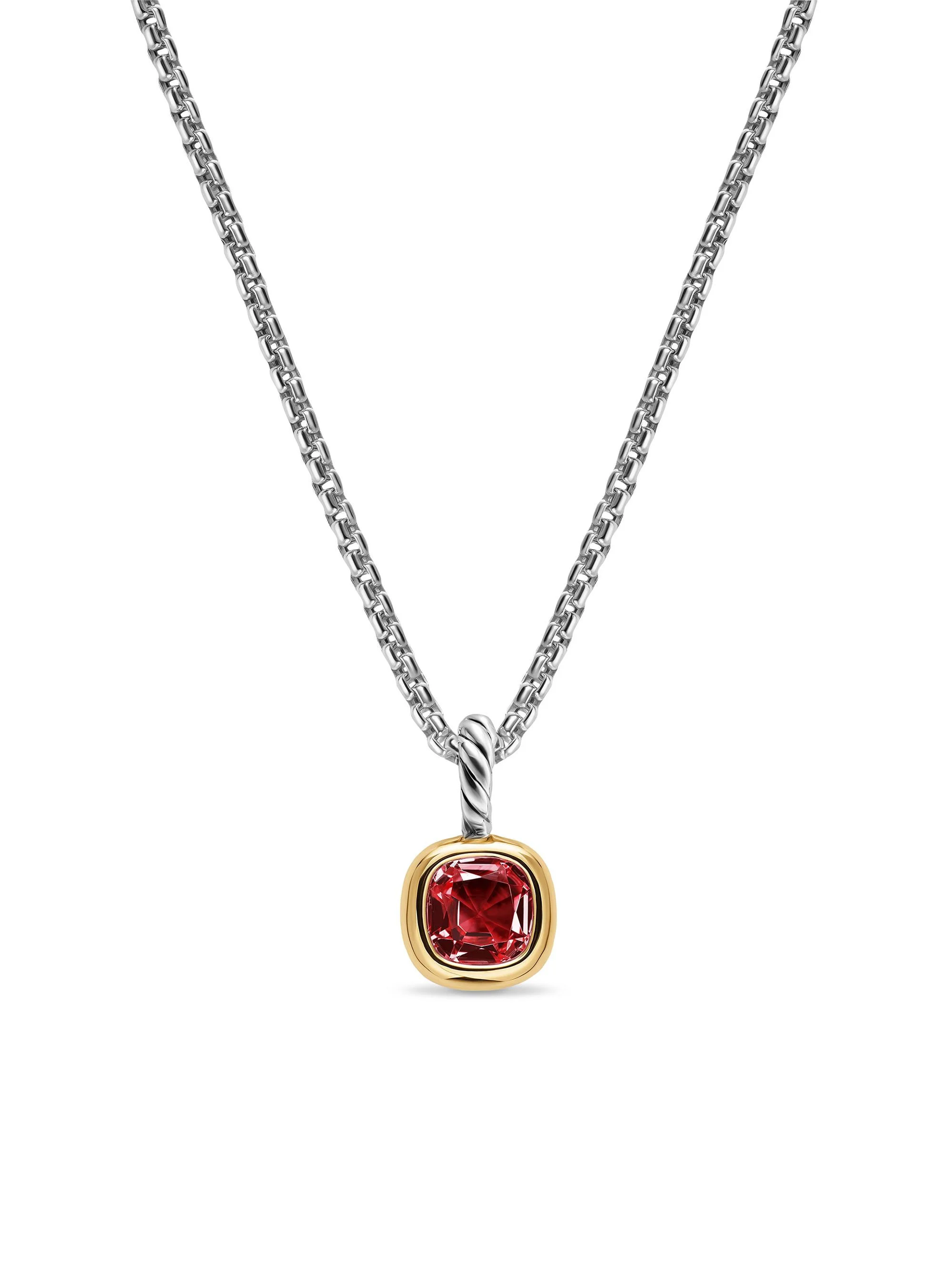 Women's Mini Cushion Cut Amulet in Sterling Silver - Rhodolite Garnet - 1