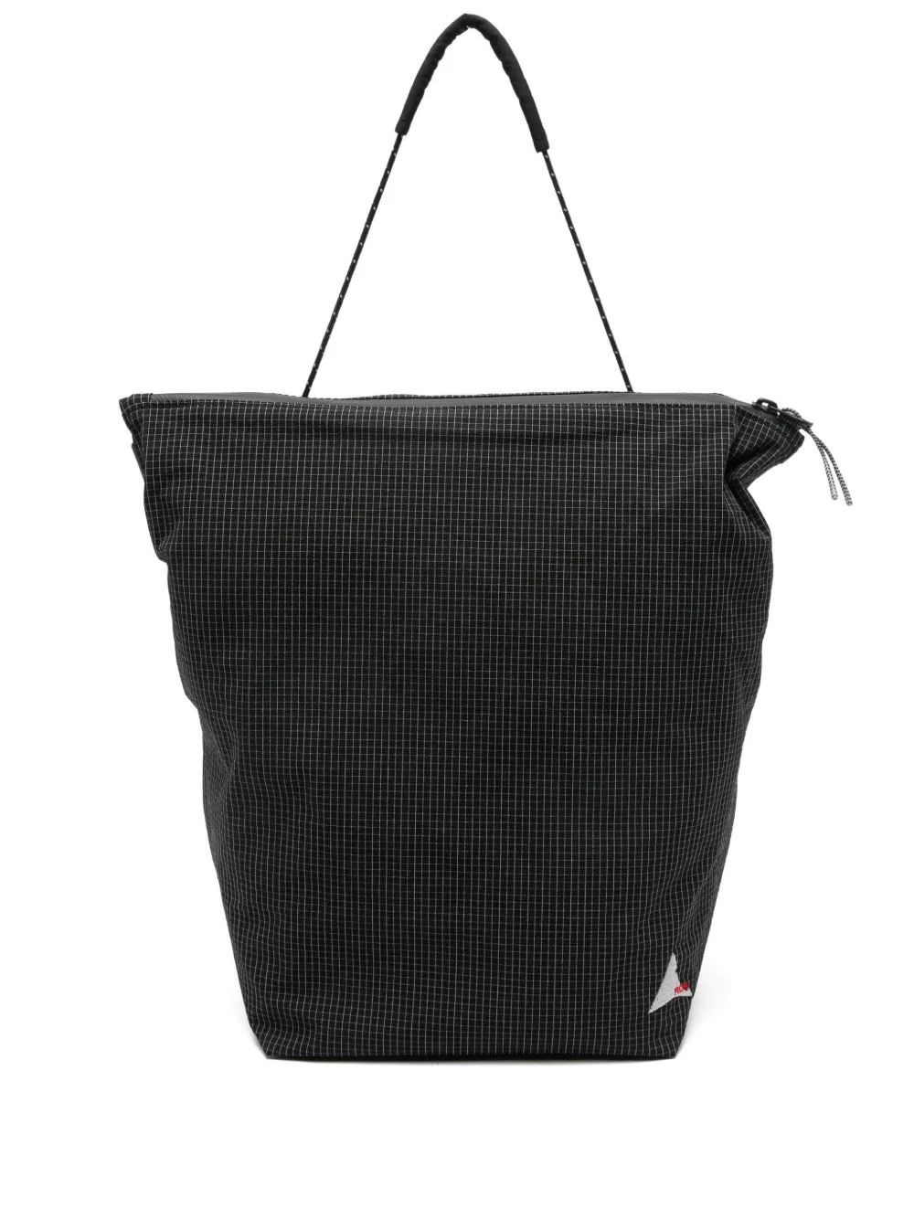 grid-pattern top-handle shoulder bag - 1