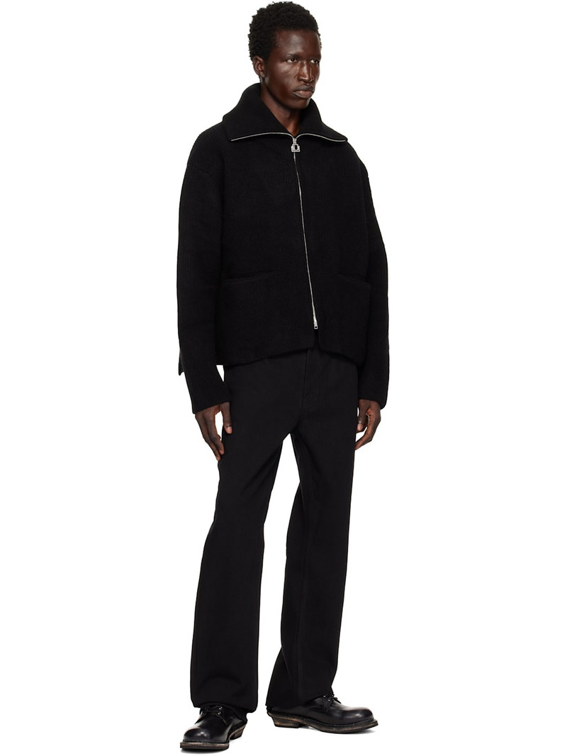 Wooyoungmi Black High Neck Zip Up Cardigan outlook