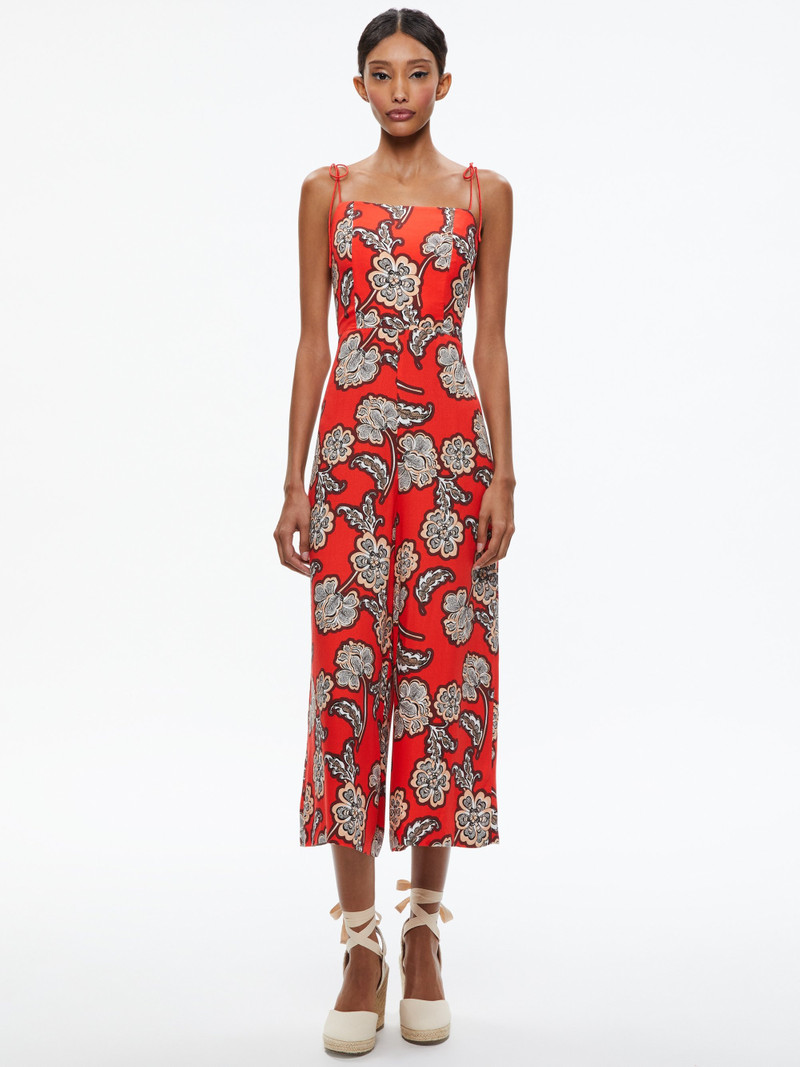 Alice + Olivia JOSIE WIDE LEG TIE STRAP JUMSPUIT outlook