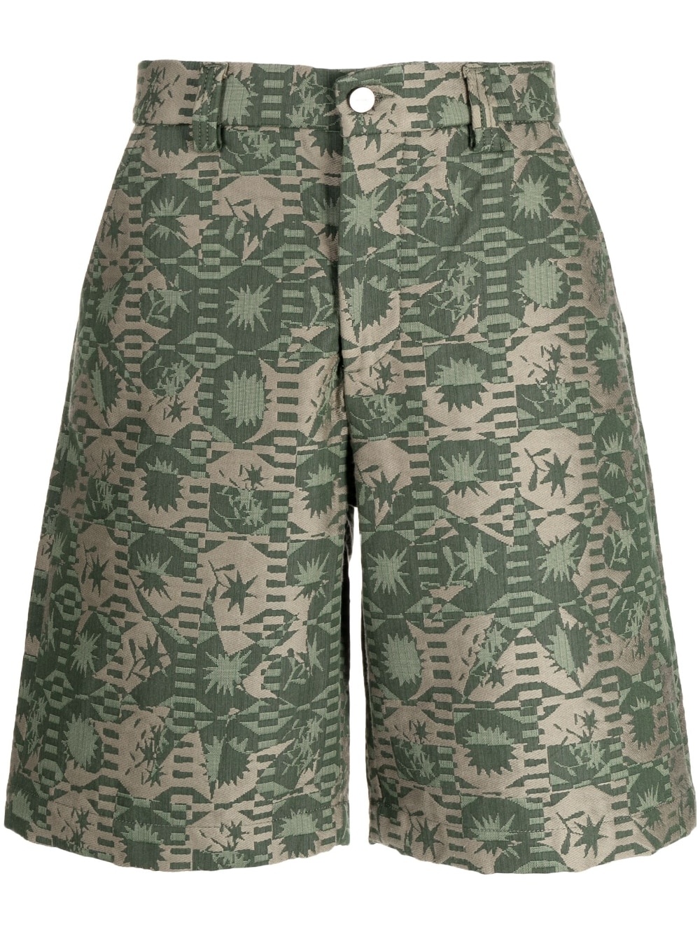 abstract-embroidery bermuda shorts - 1