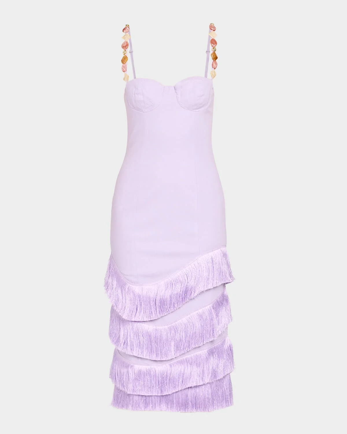 Gabriela Linen Fringe-Trim Midi Dress - 1