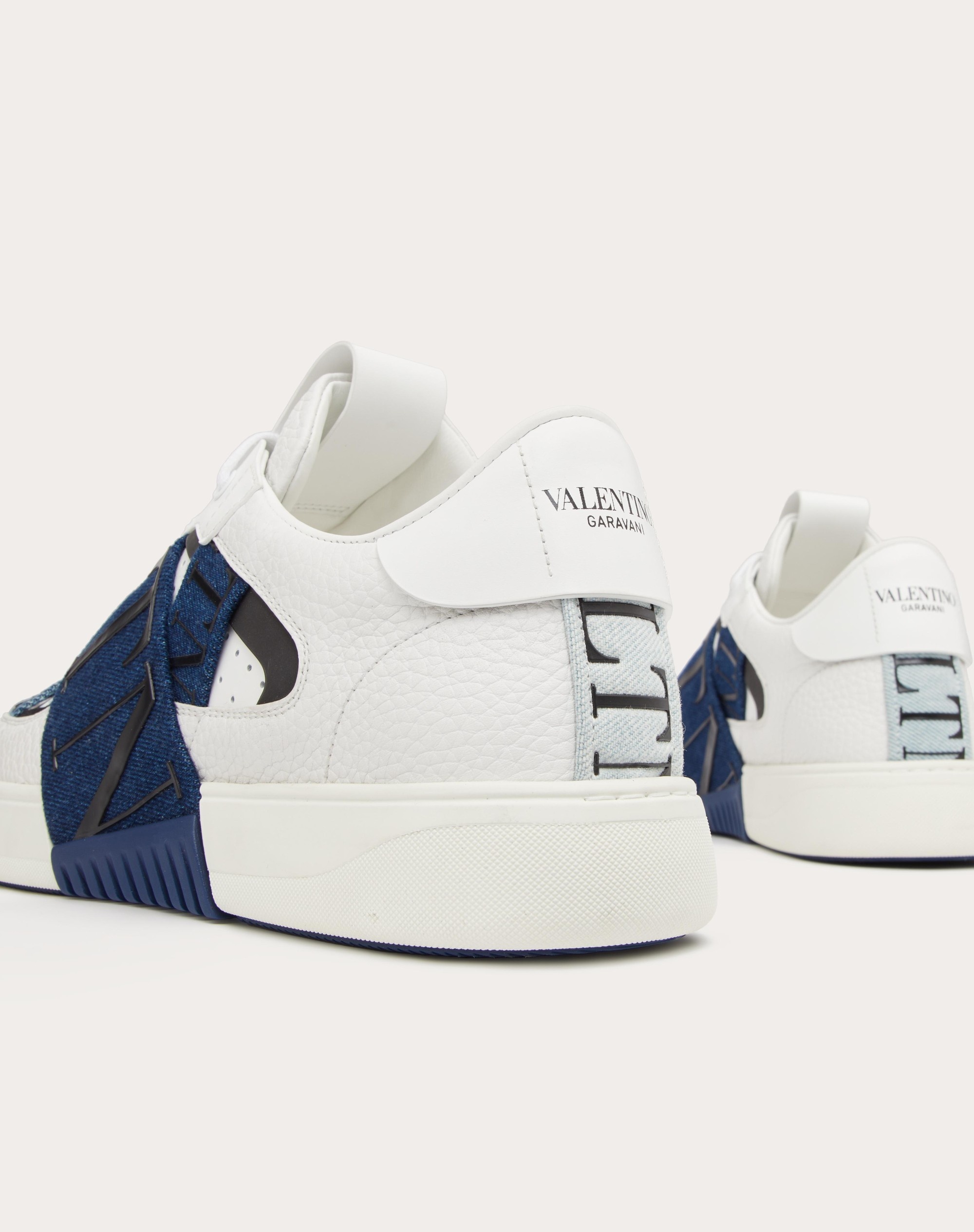 LOW-TOP VL7N SNEAKERS IN CALFSKIN AND DENIM - 5