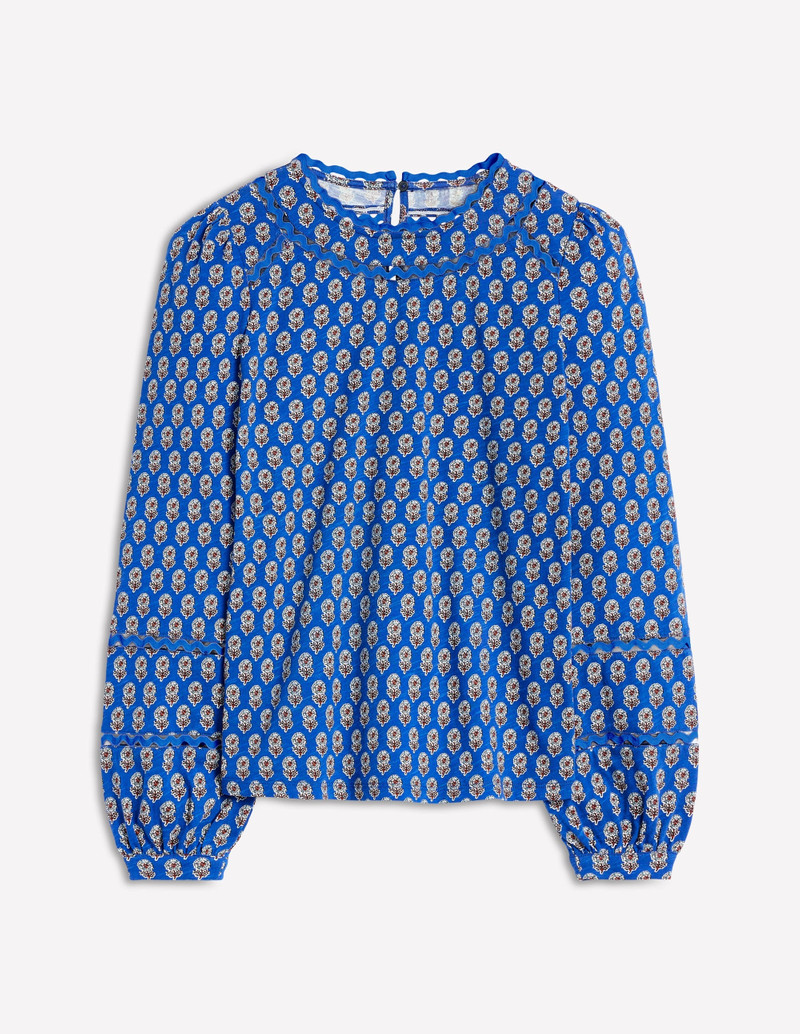 Daisy Long Sleeve Top-Gallery Blue, Camellia Stamp 1
