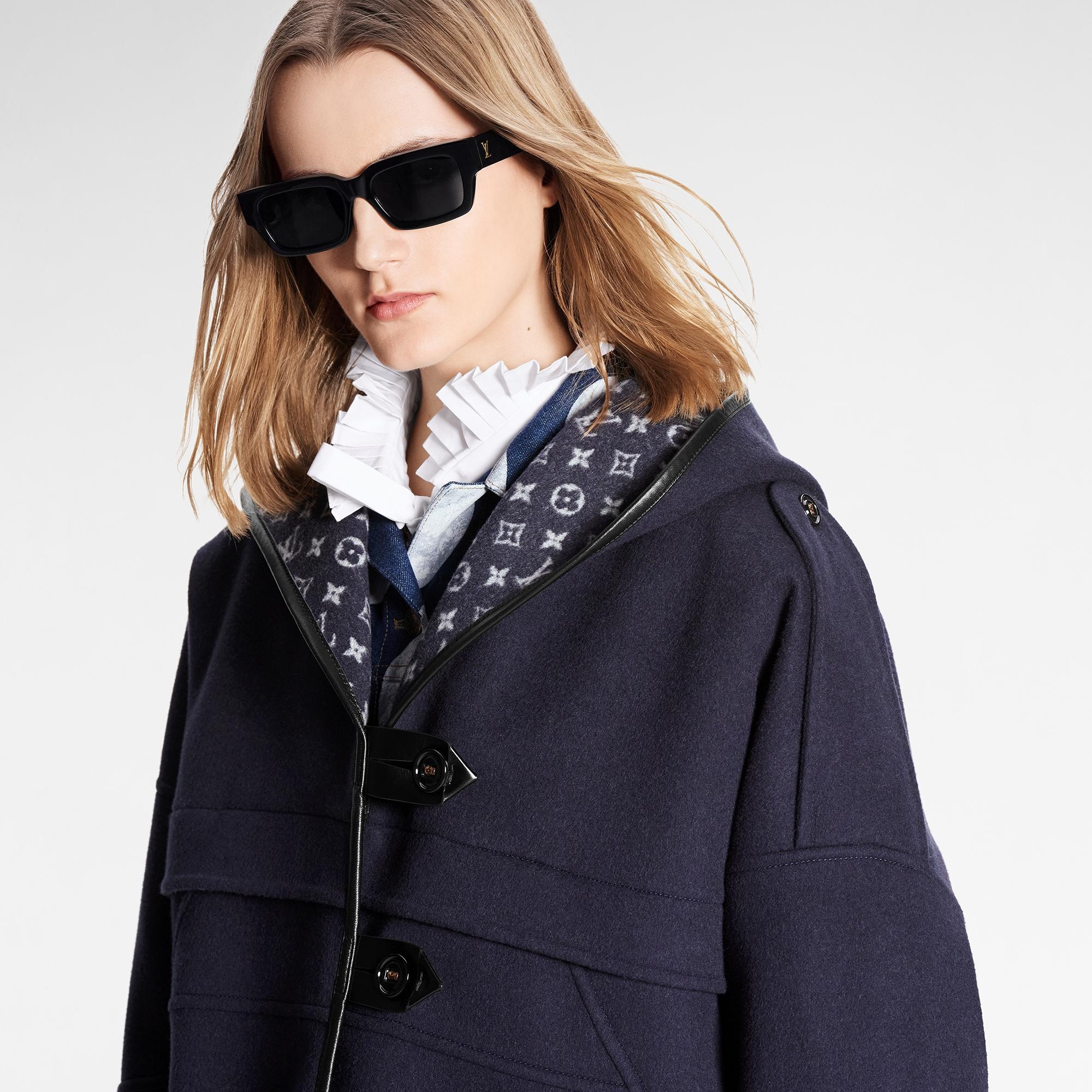 Leather Trim Monogram Pea Coat - 5
