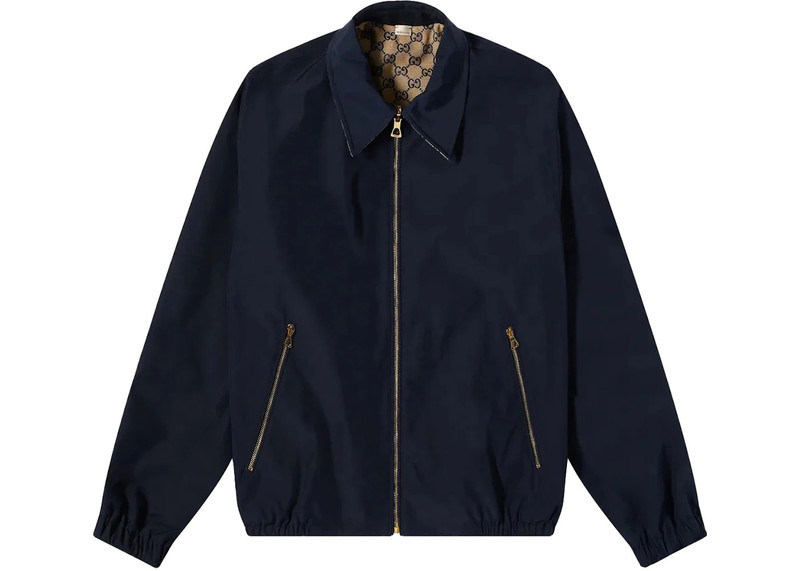 GUCCI Gucci All Over GG Harrington Reversable Jacket Beige Navy outlook
