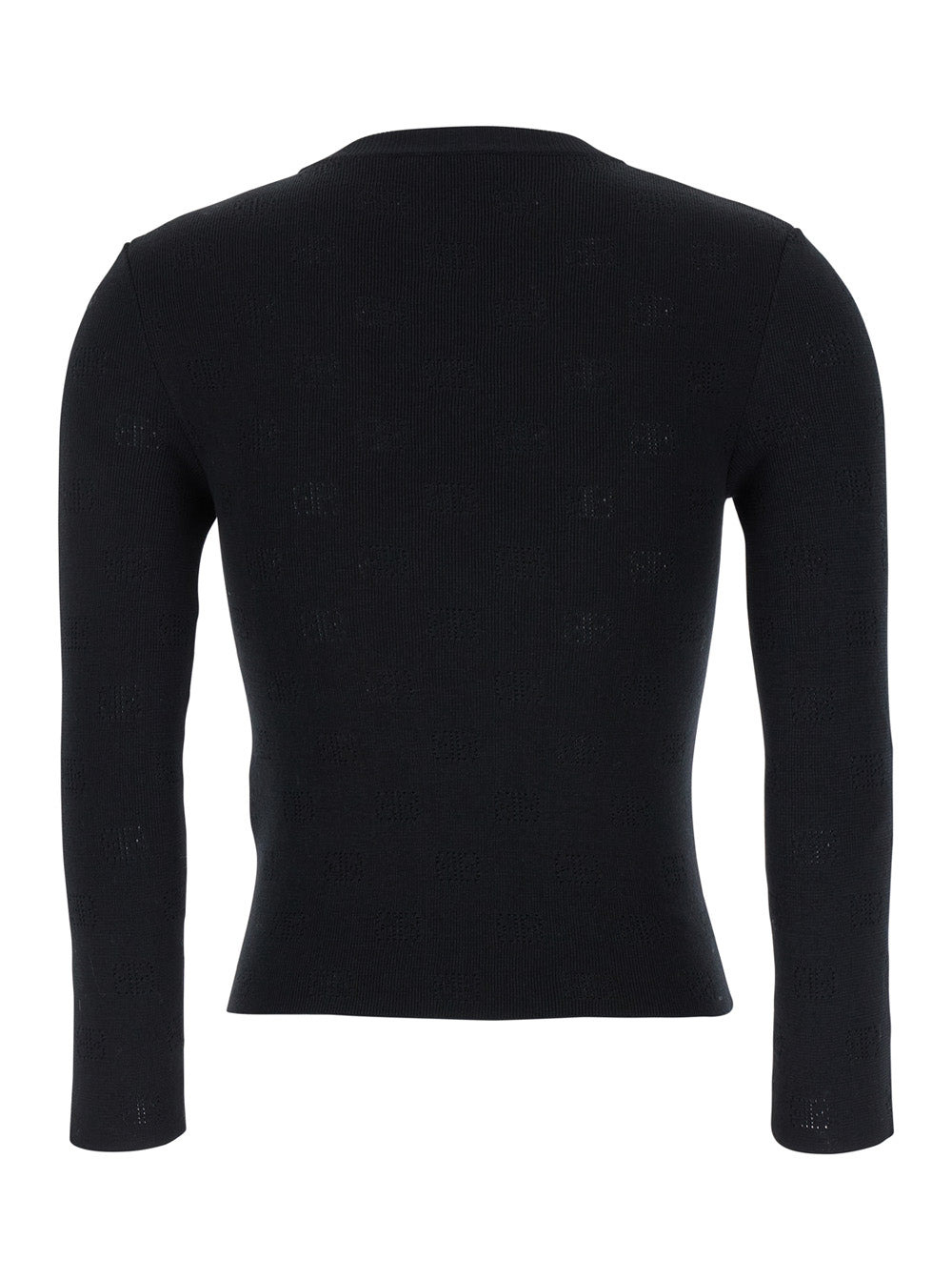 Balenciaga Women Black Sweater With All-Over Bb Motif In Open Knit Wool Woman - 2