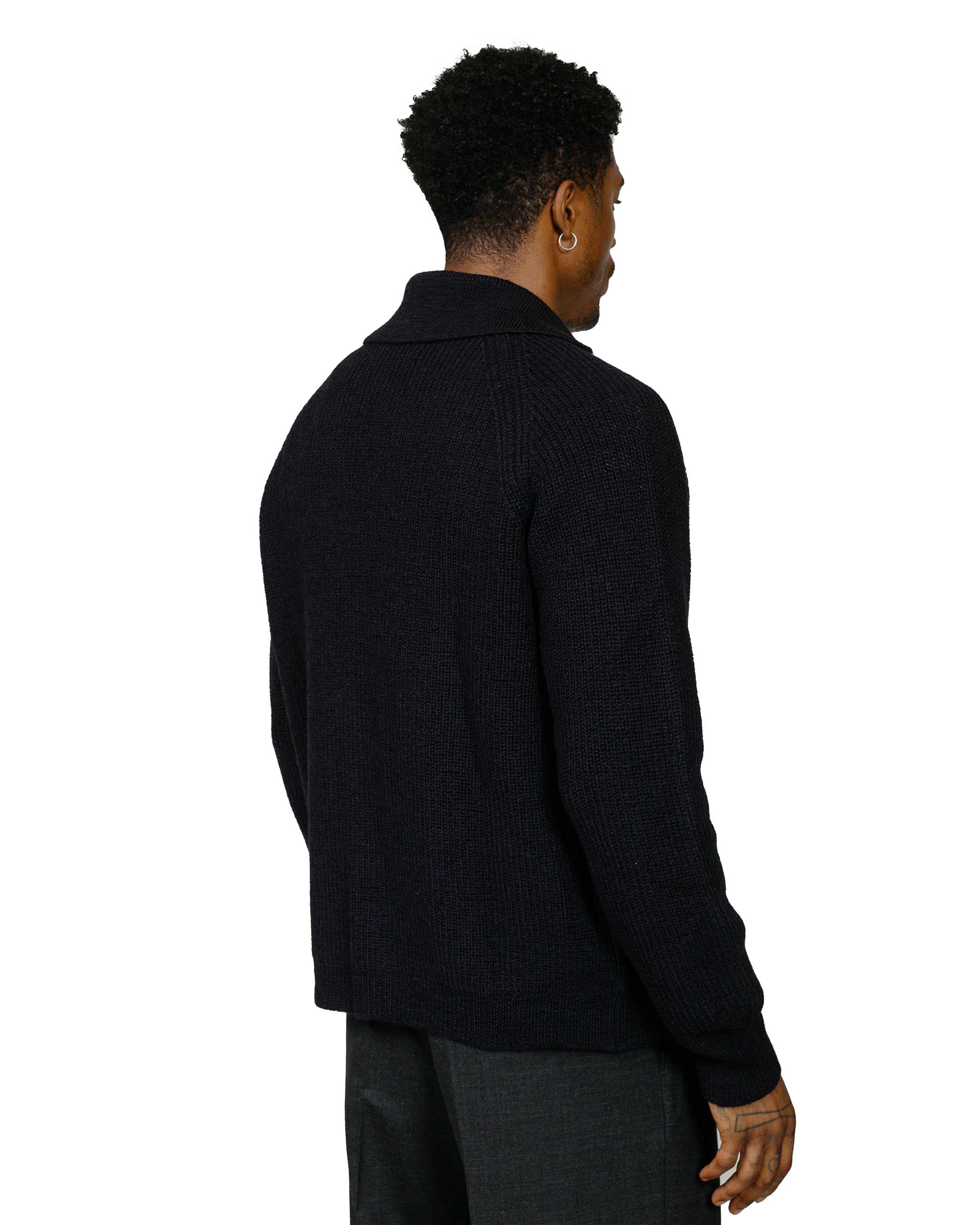 MHL Collared Cardigan Virgin Wool Ink - 3