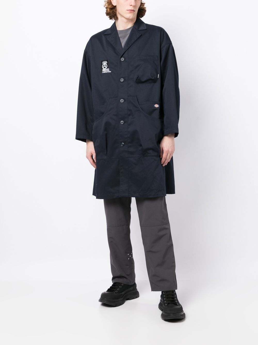 LOGO-PATCH SINGLE-BREASTED COAT - 5