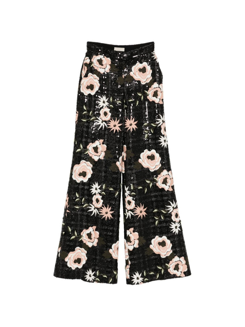 floral-embroidered flared trousers 1