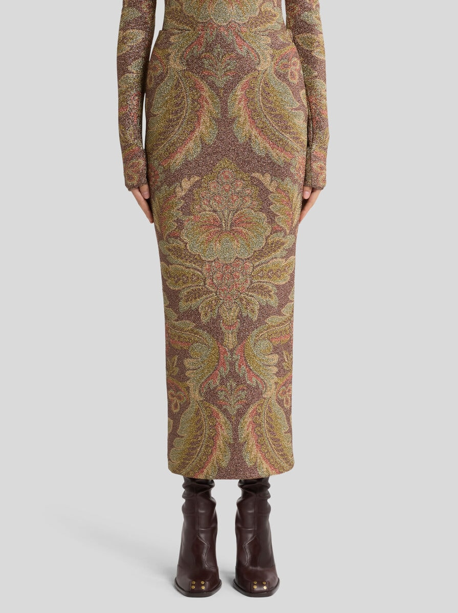 JERSEY MIDI SKIRT WITH FLORAL MOTIF - 2