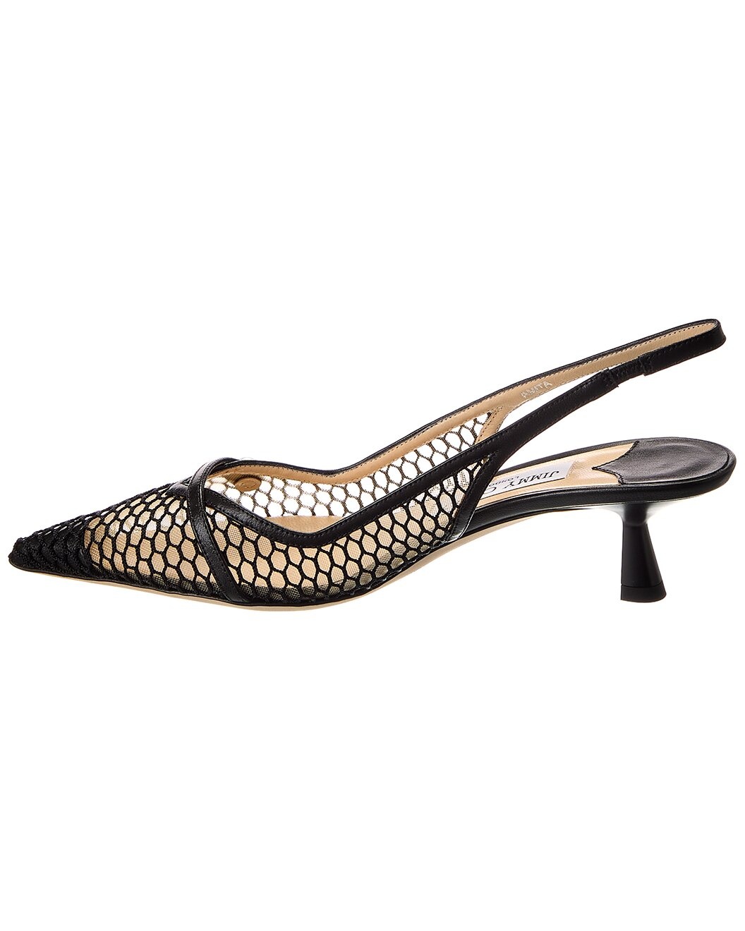 Jimmy Choo Amita 45 Fishnet Mesh & Leather Slingback Pump - 2