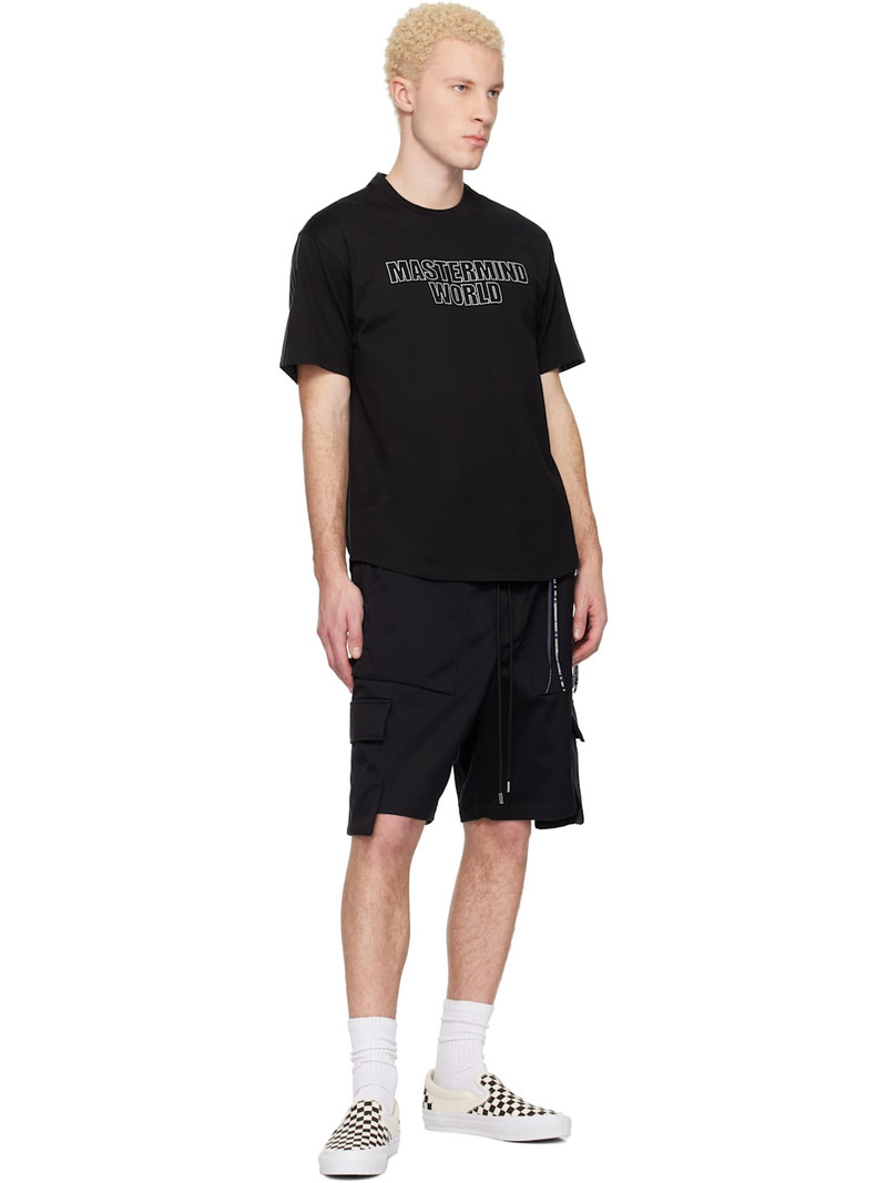 MASTERMIND WORLD Black MW Mixed-Fabric SS T-shirt outlook