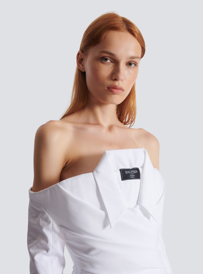 Long-sleeved poplin bustier dress 7