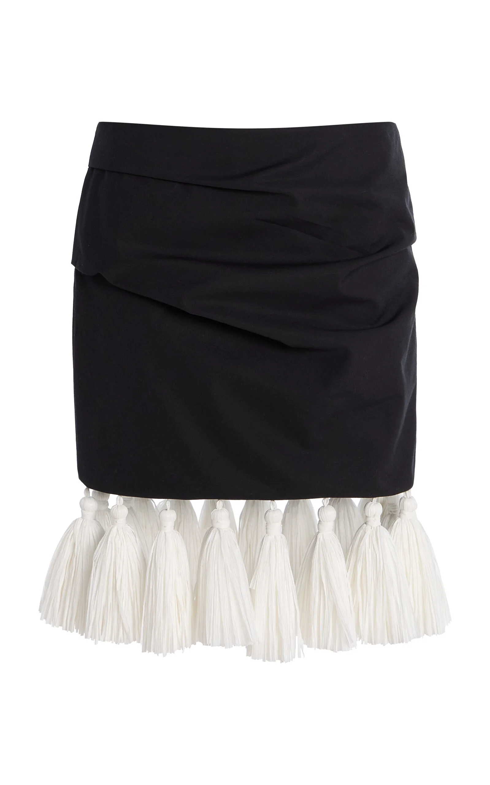 Exclusive RIviera Asymmetric Draped Cotton Mini Skirt black - 1