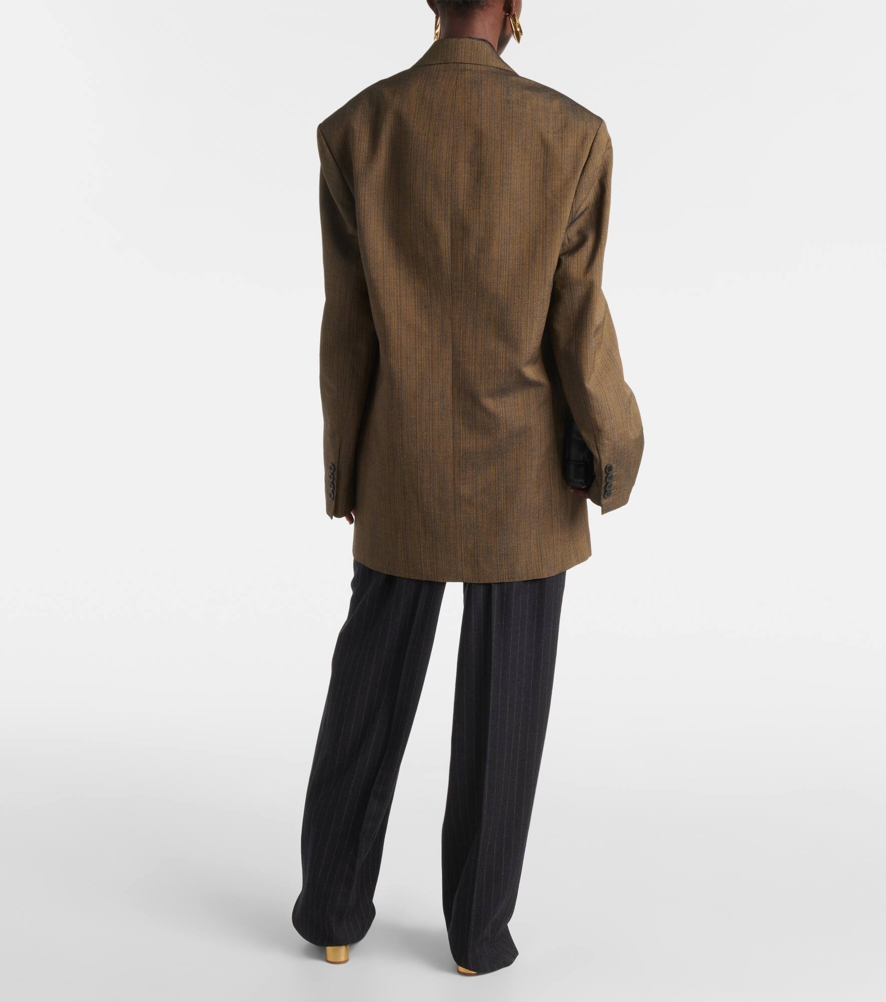 Double-breasted cotton-blend blazer - 3