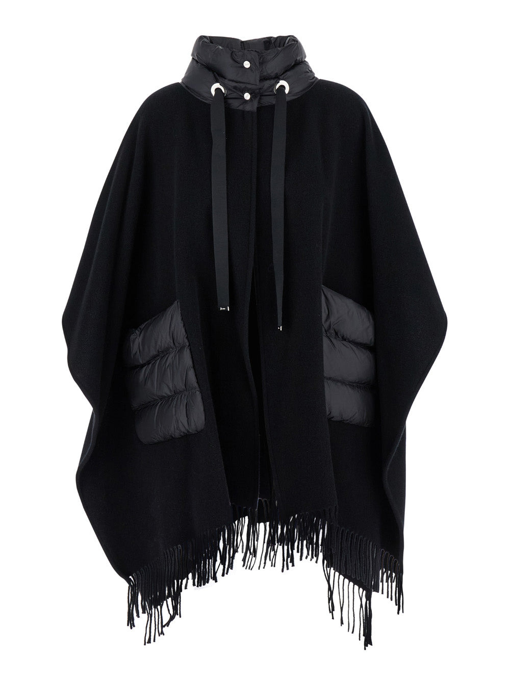Herno Women 'Warmy' Black High Neck Poncho With Patch Pockets In Wool And Nylon Woman - 1