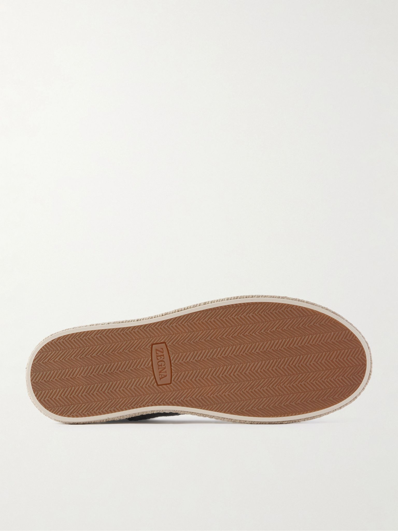 Triple Stitch™ Leather-Trimmed Canvas Slip-On Sneakers Gray - 3