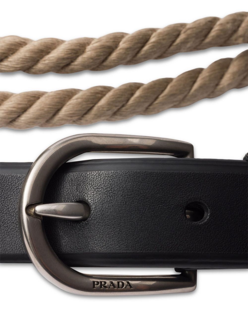 rope-detail leather belt - 2