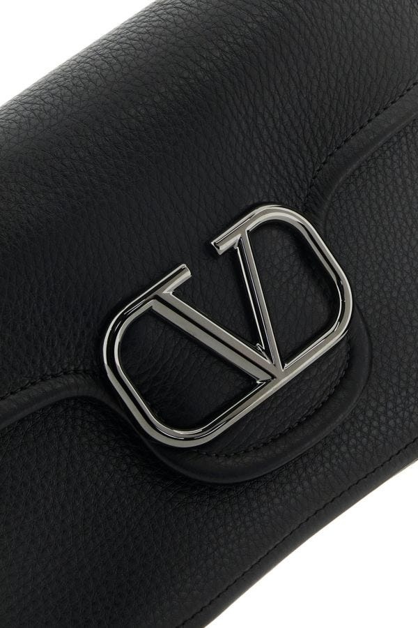 Black leather VLogo crossbody bag - 4