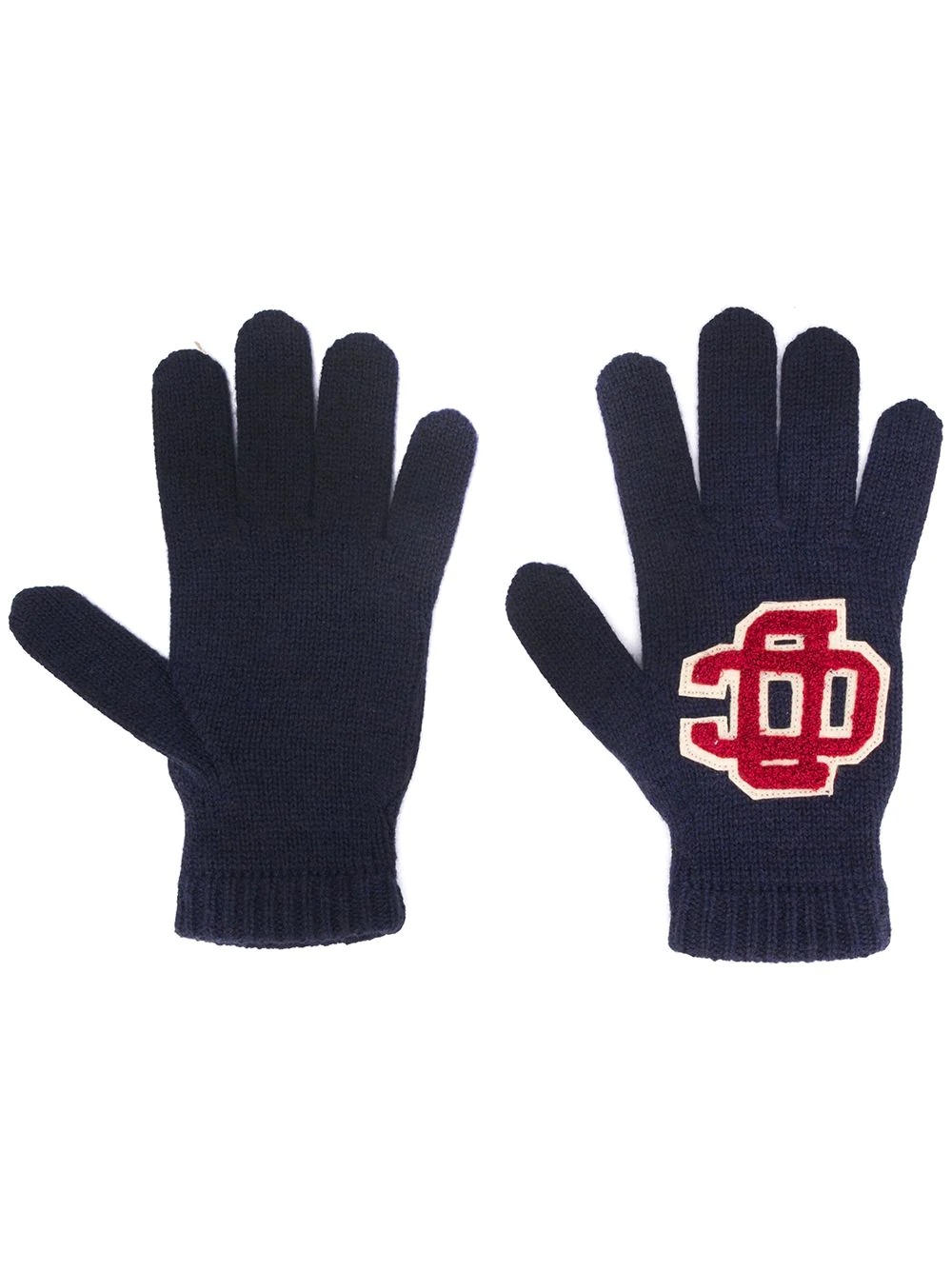 embroidered logo wool gloves - 1