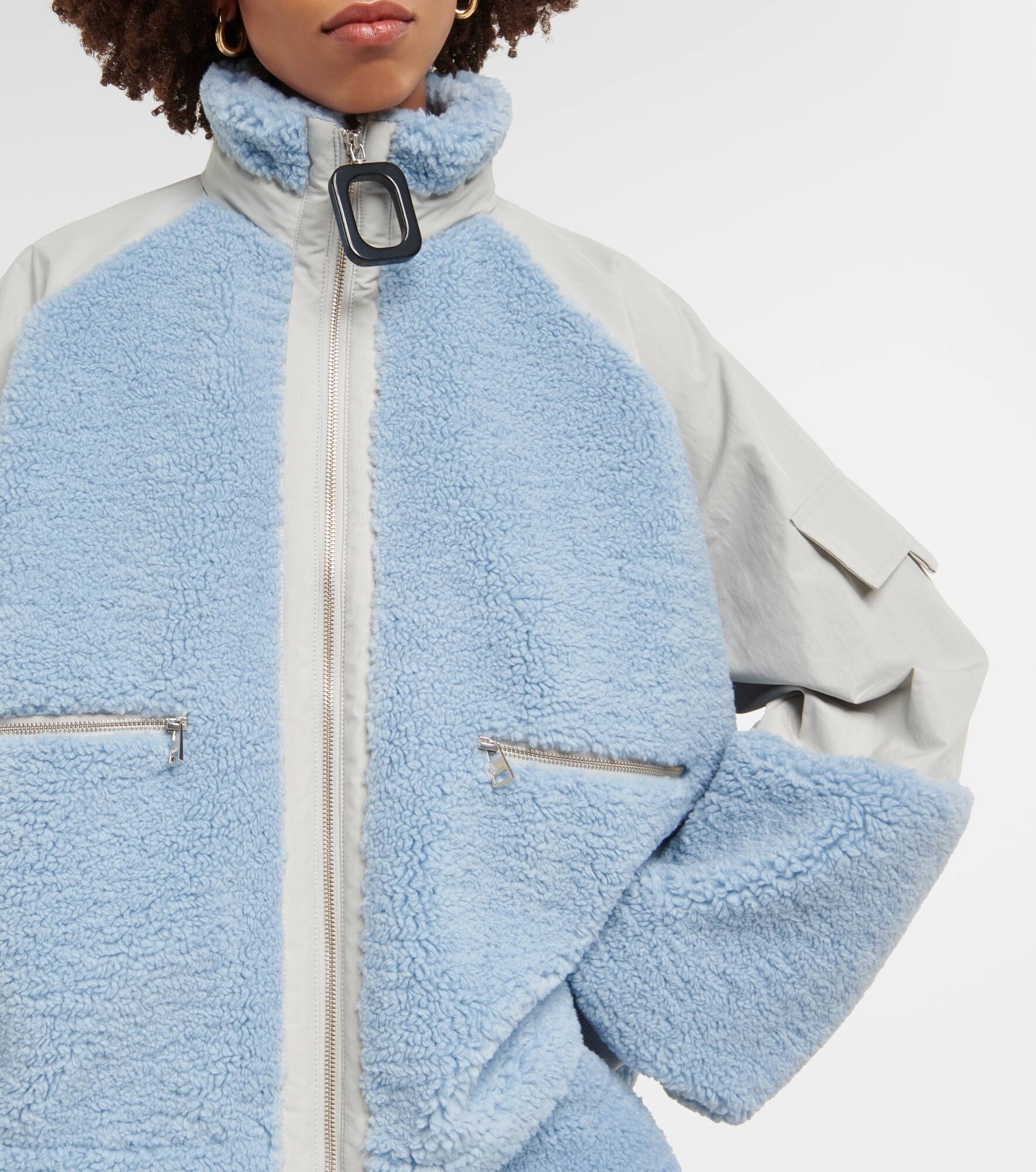 Colorblocked fleece-trimmed jacket - 4