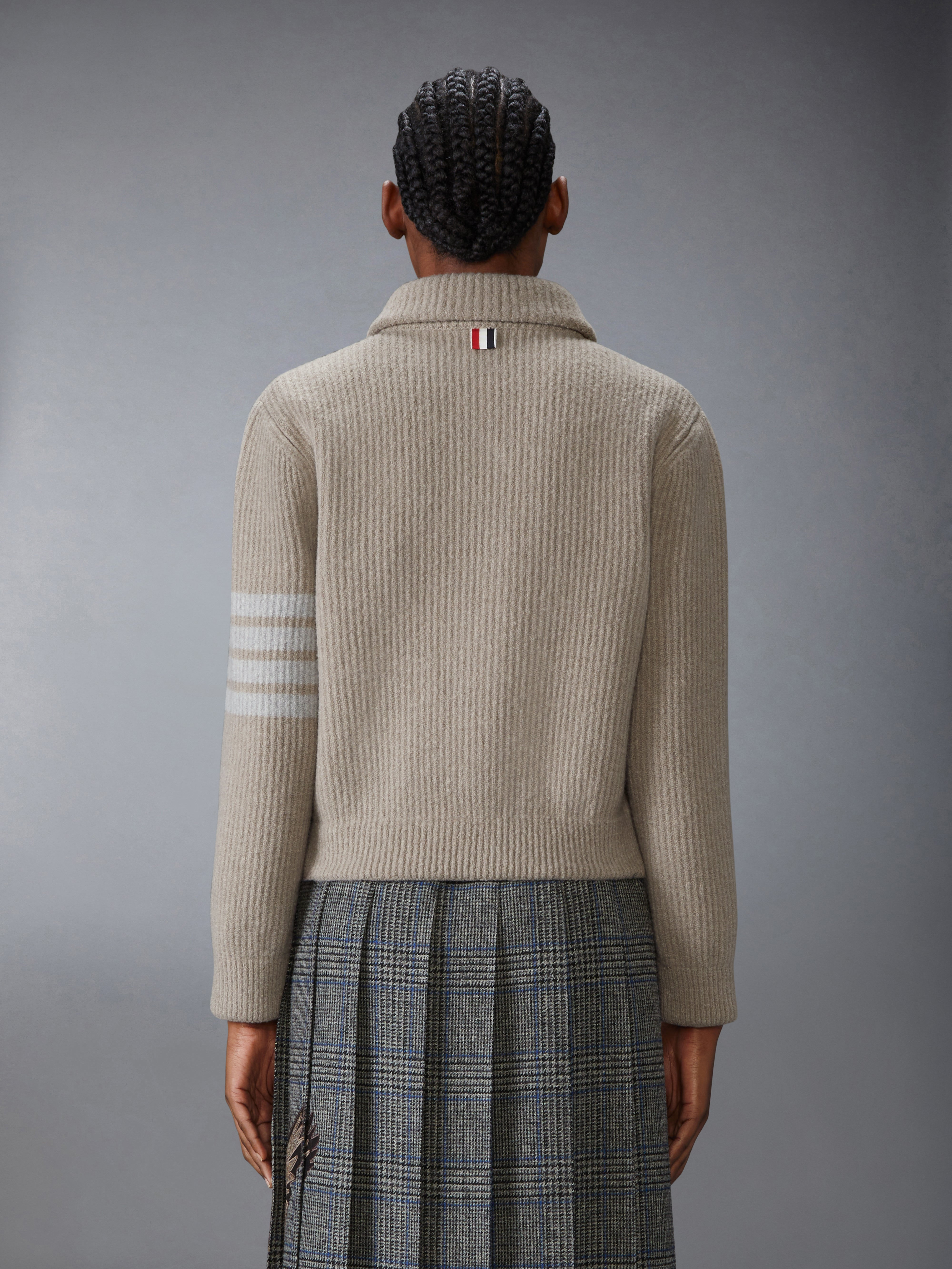 BOILED MERINO WOOL 4-BAR BOMBER JACKET - 3