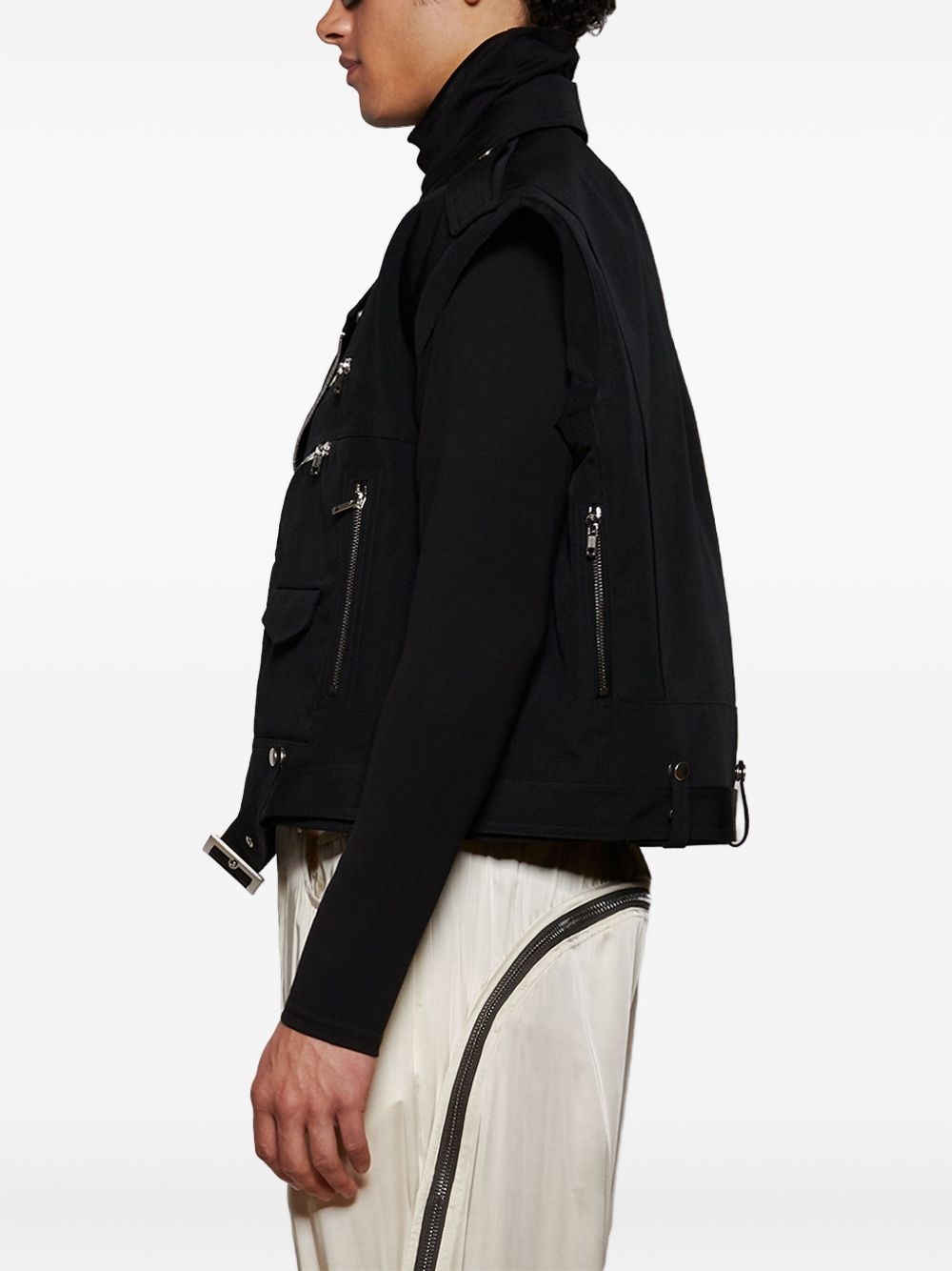 cropped biker vest - 3
