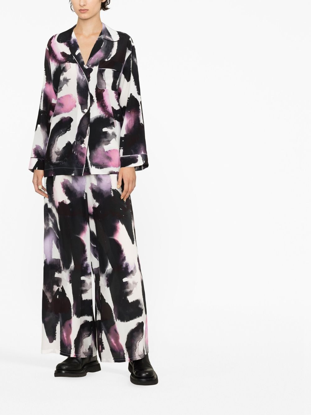abstract-print silk shirt - 2