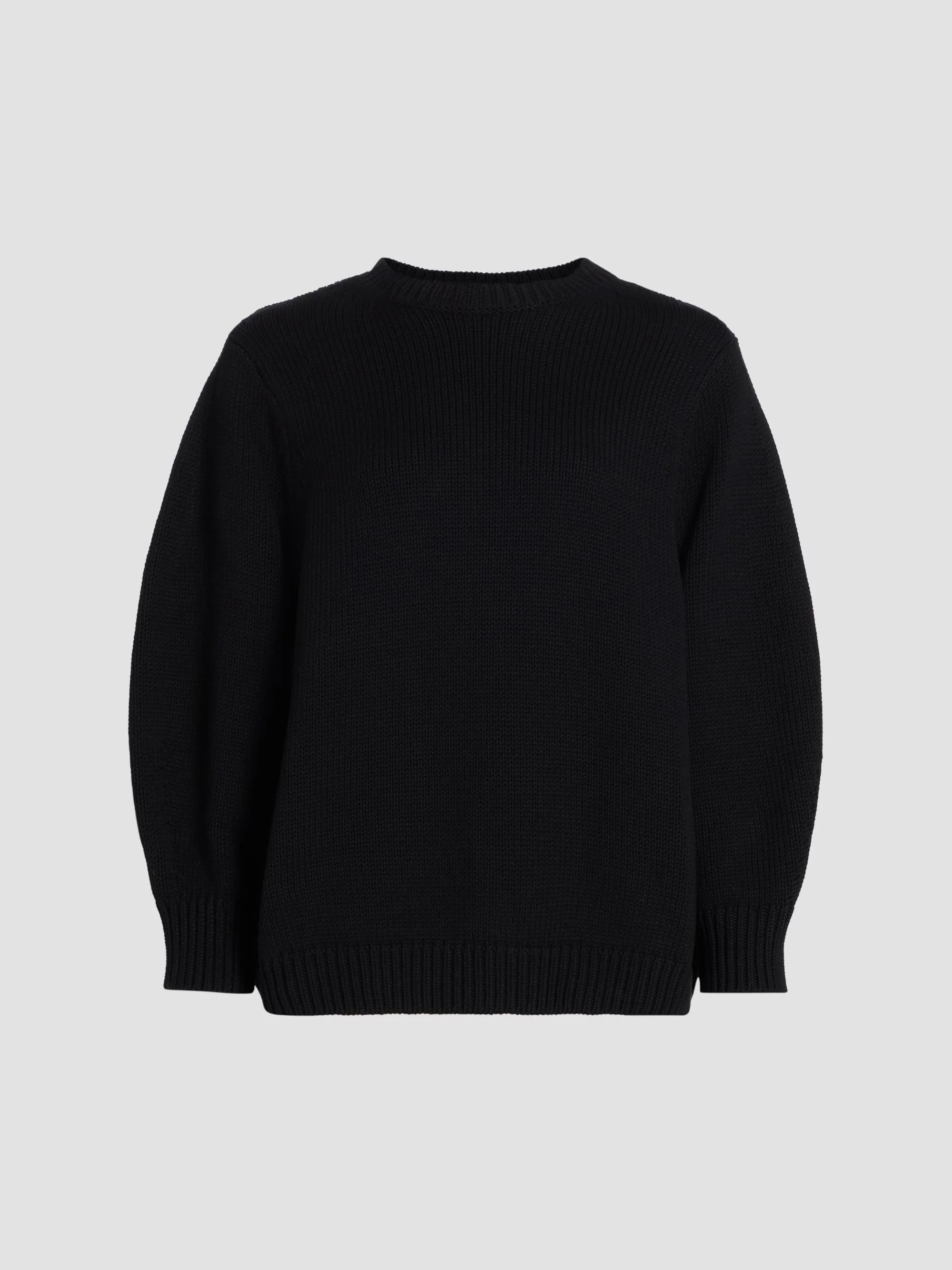 Women's Oversized Cotton Crewneck Sweater - Black - 1
