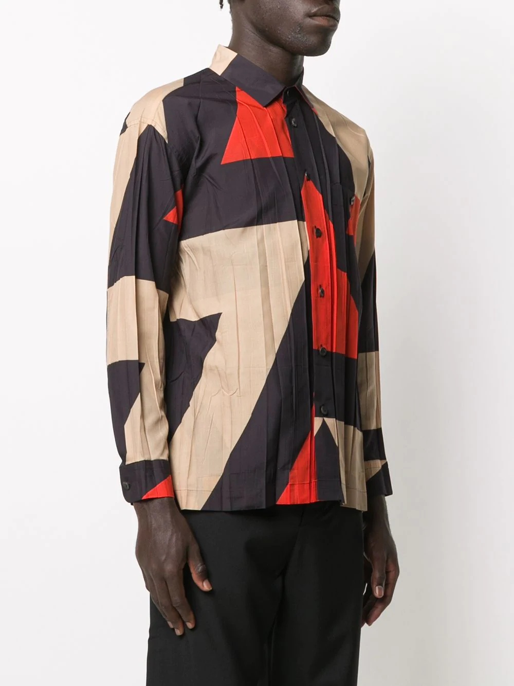 creased abstract print shirt - 3