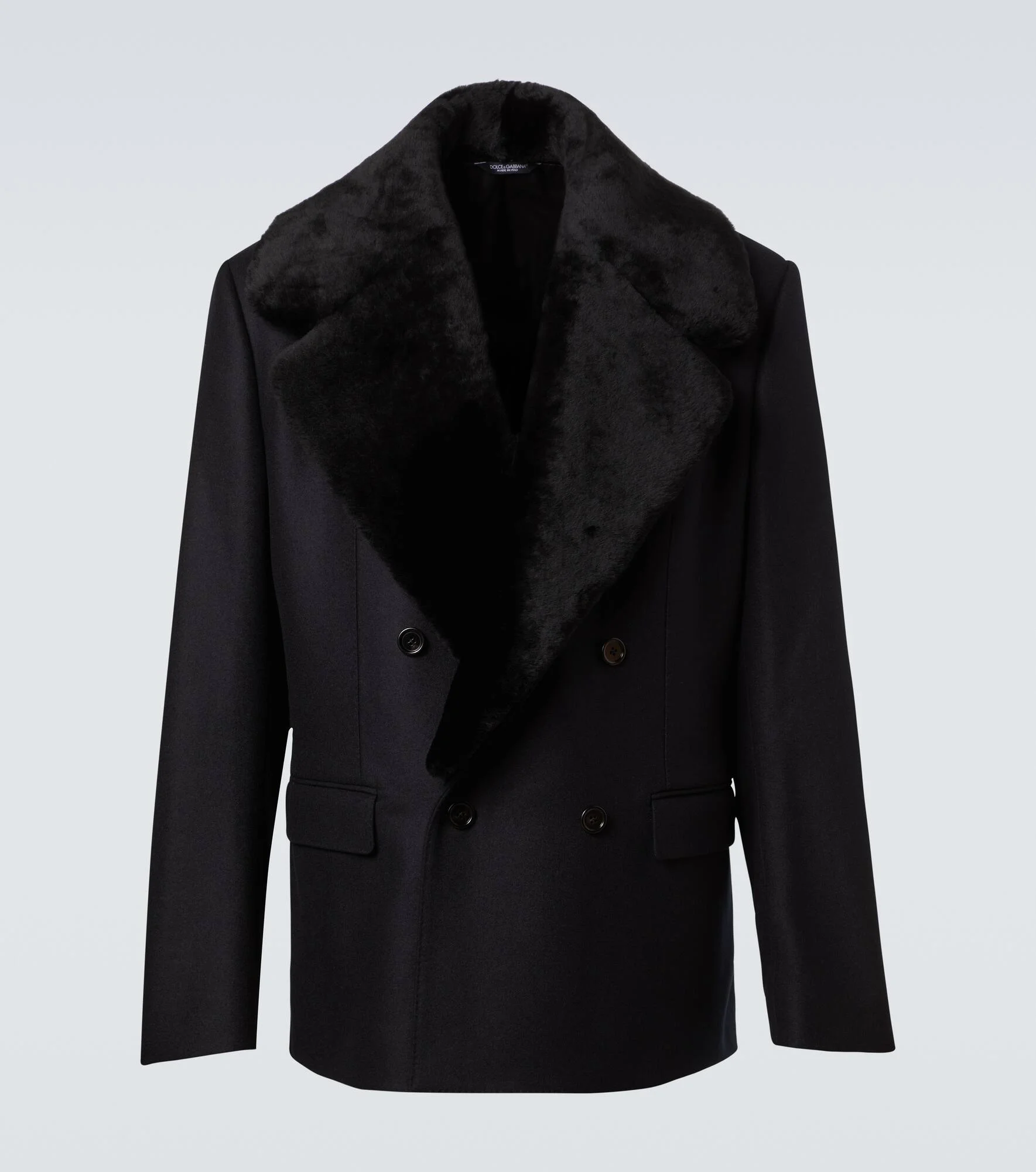 Shearling-trimmed virgin wool blazer - 1