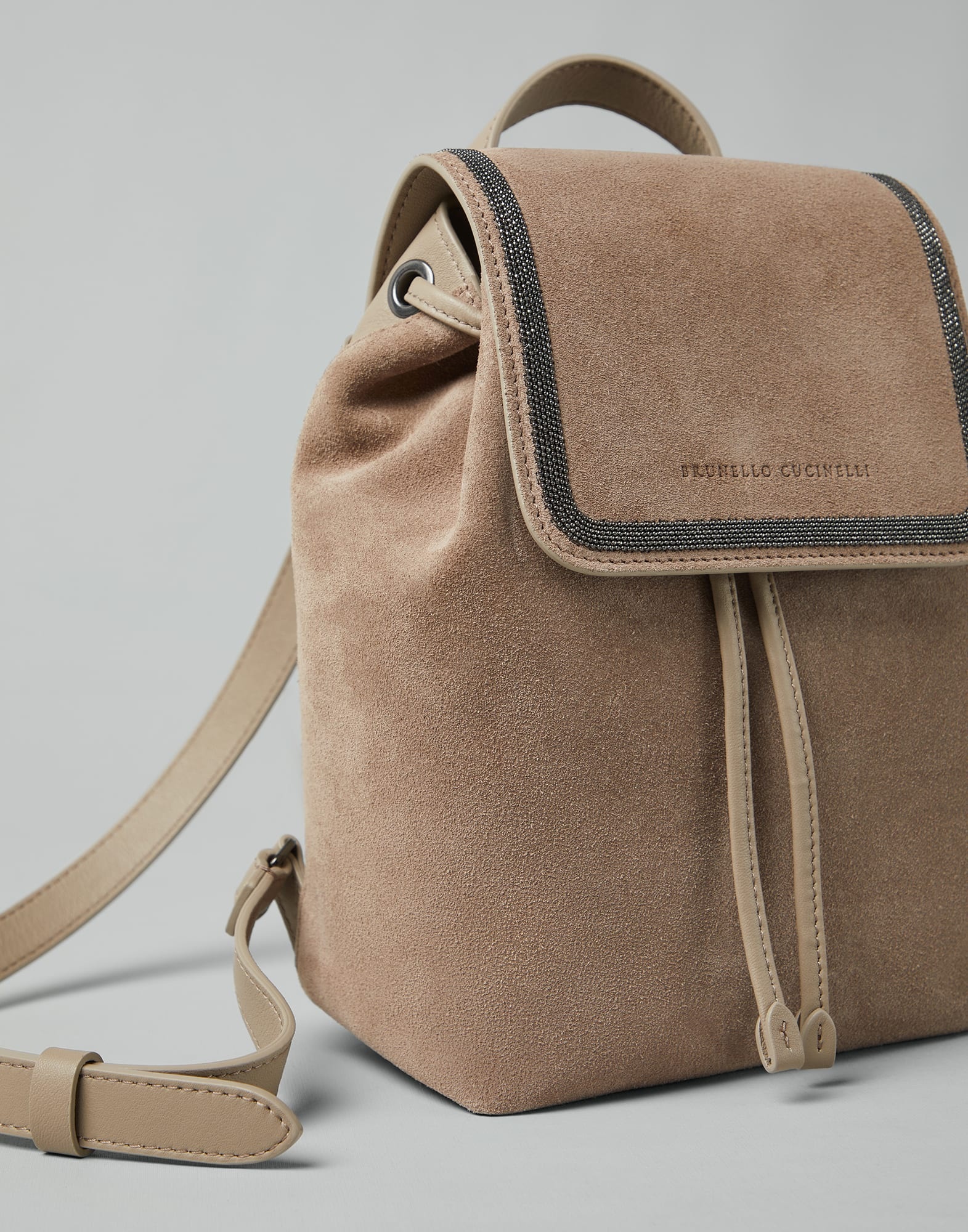 Suede backpack with precious contour - 3