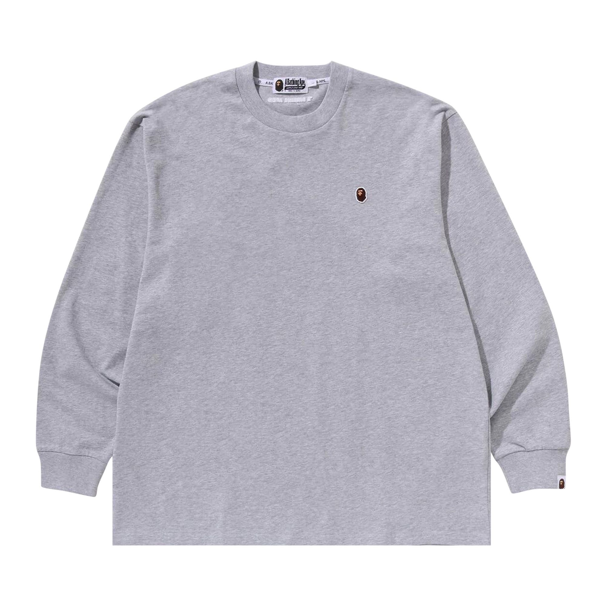 BAPE Ape Head One Point Long-Sleeve Tee 'Grey' - 1