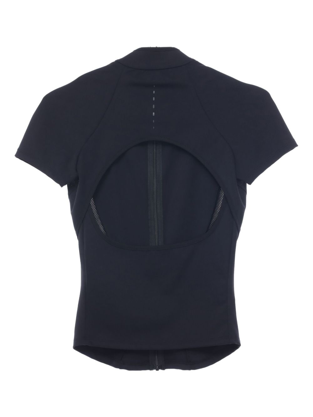 cut-out mesh-panelled zip-up top - 6