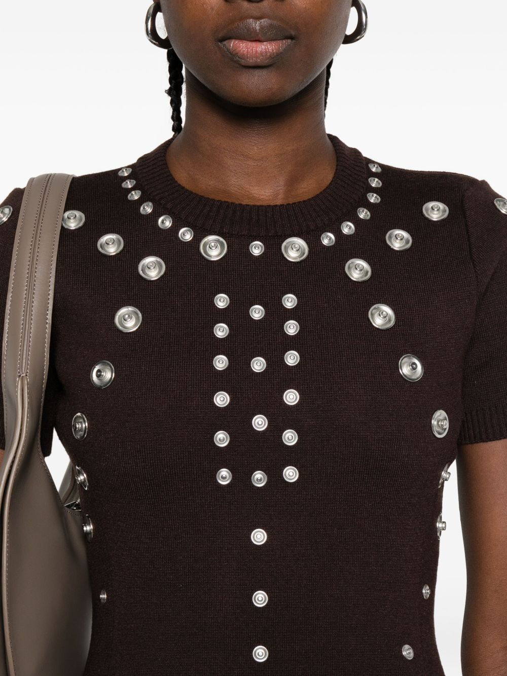 embellished short-sleeve mini dress - 5