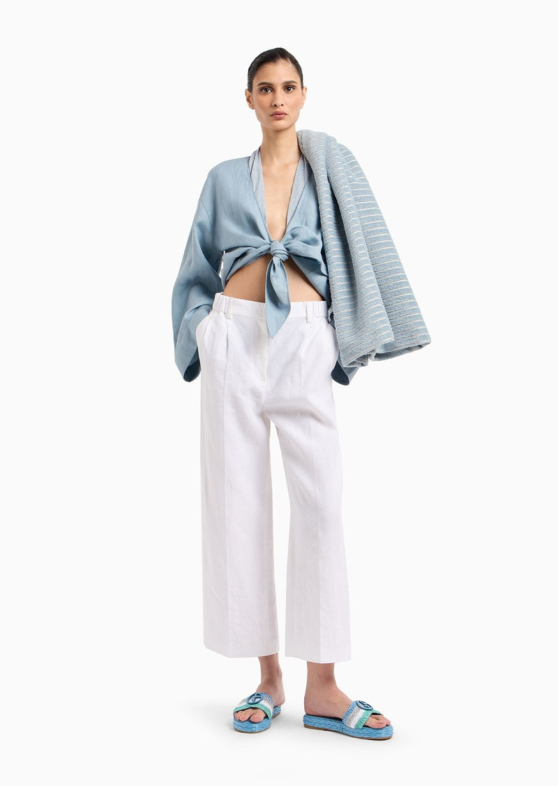 GIORGIO ARMANI Wide-legged linen trousers outlook