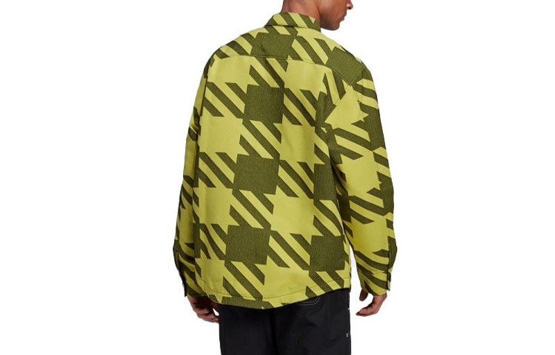 adidas adidas originals Fashion Shirt Contrasting Colors Collar Sports Long Sleeves Green GD9343 outlook