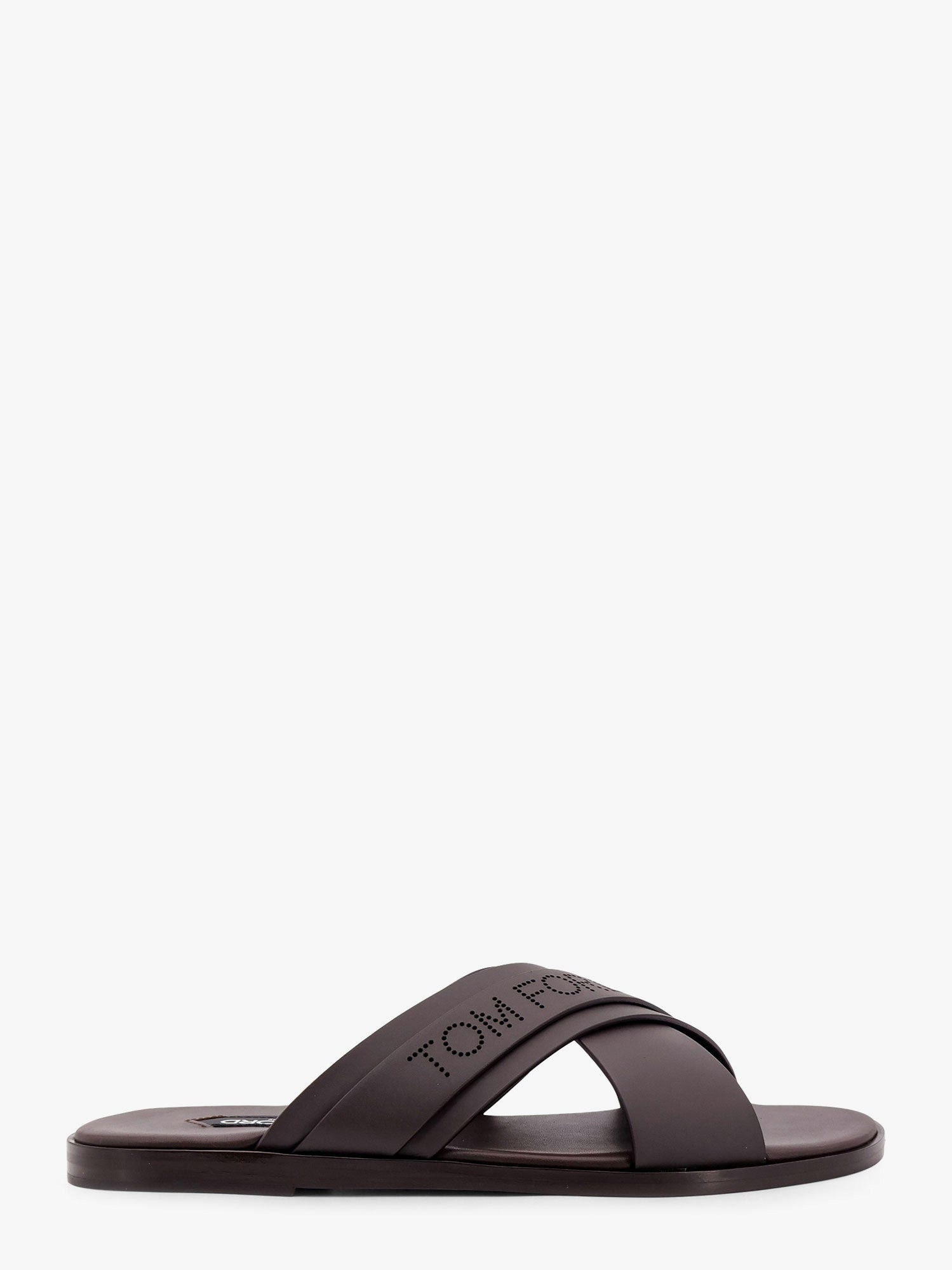 Tom Ford Leather Sandals With Perforated Logo Detail - 1
