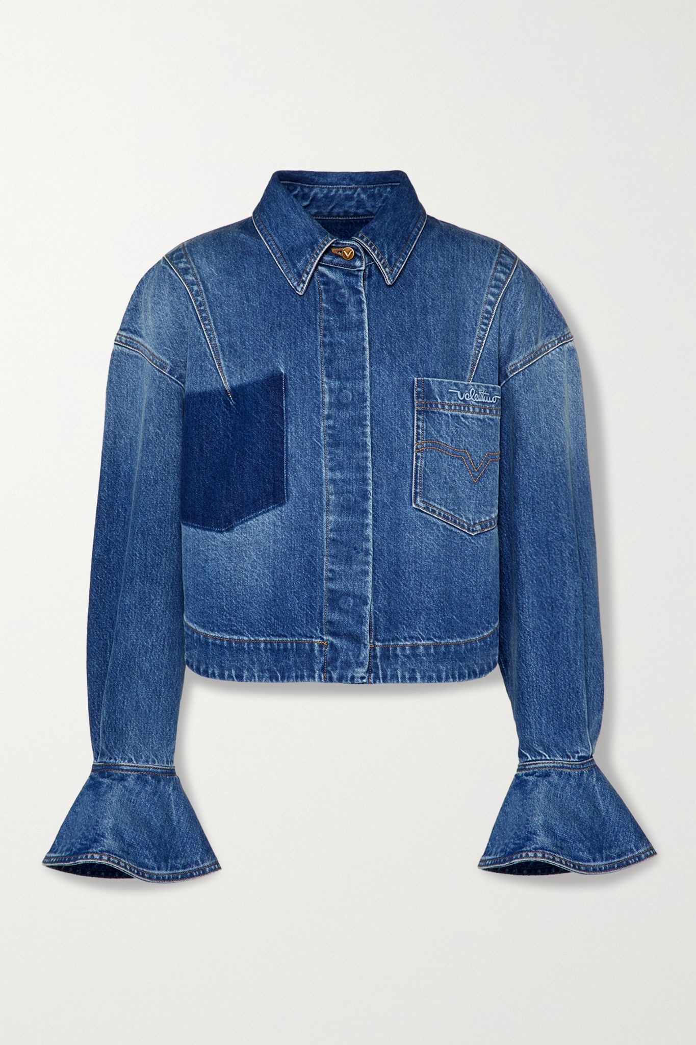 Ruffled denim jacket - 1