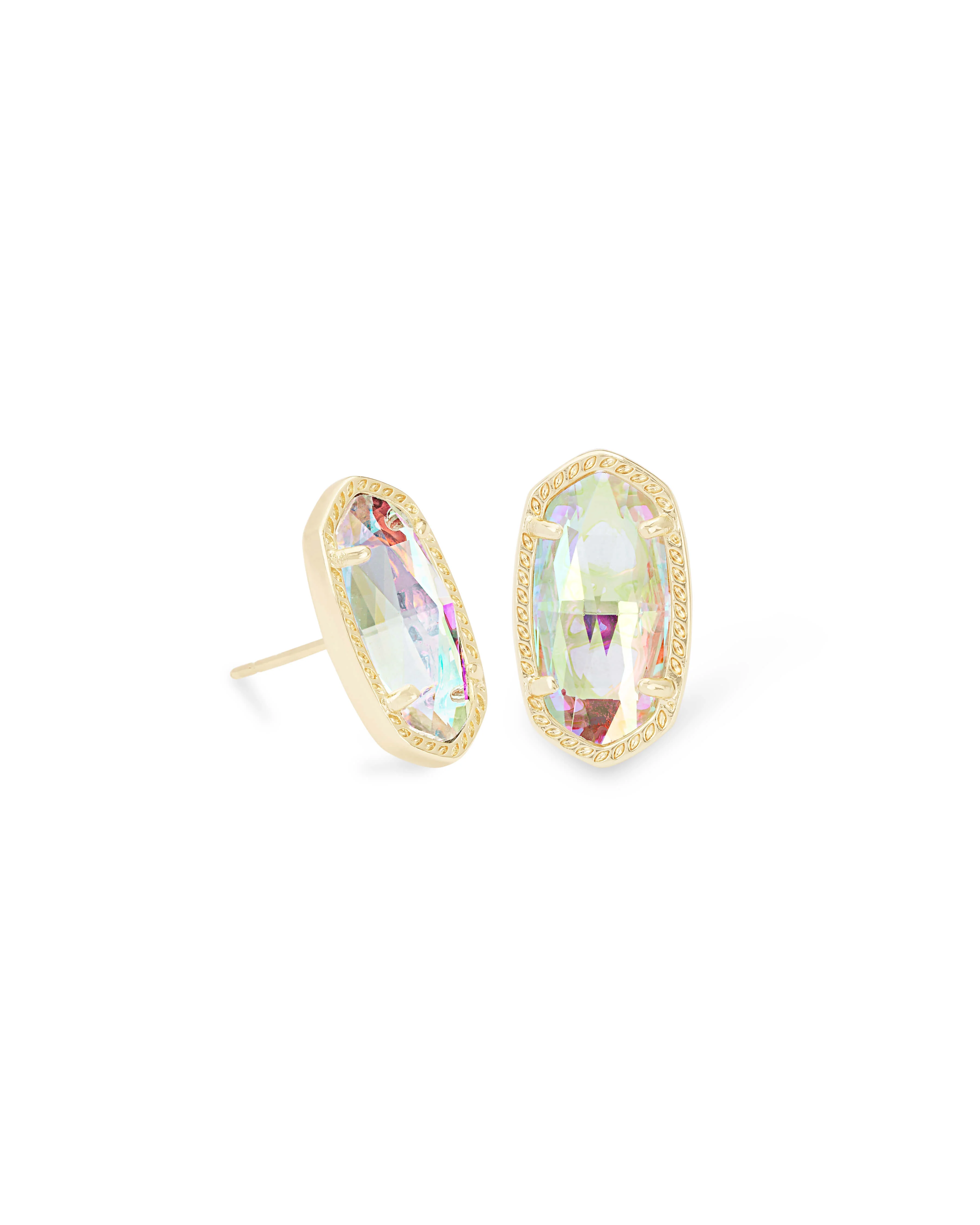 Ellie Gold Stud Earrings in Dichroic Glass - 1