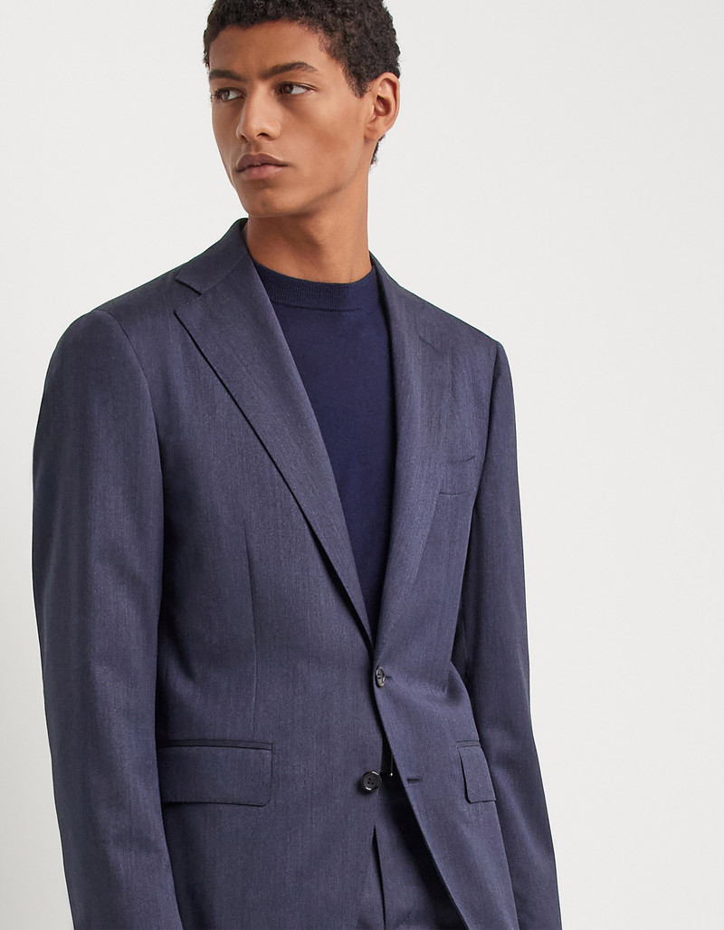 LIGHT BLUE DENIM-EFFECT WOOL REGULAR-FIT SUIT 109