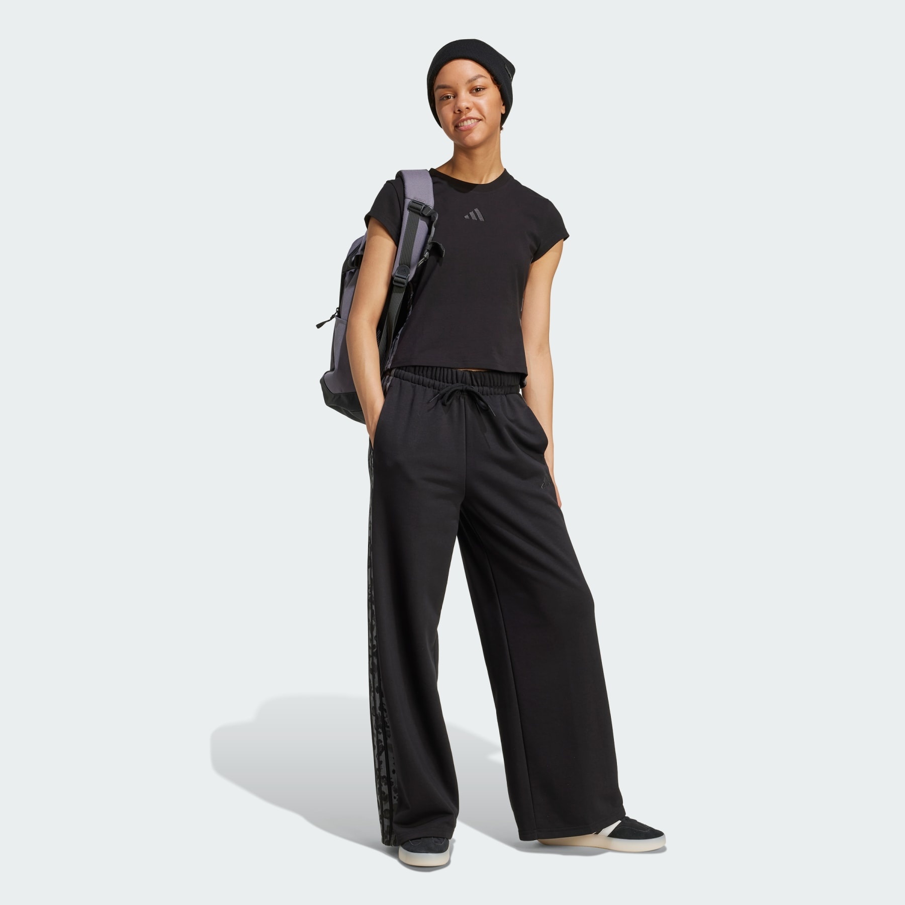 Animal Print 3-Stripes Open Hem Pants - 4