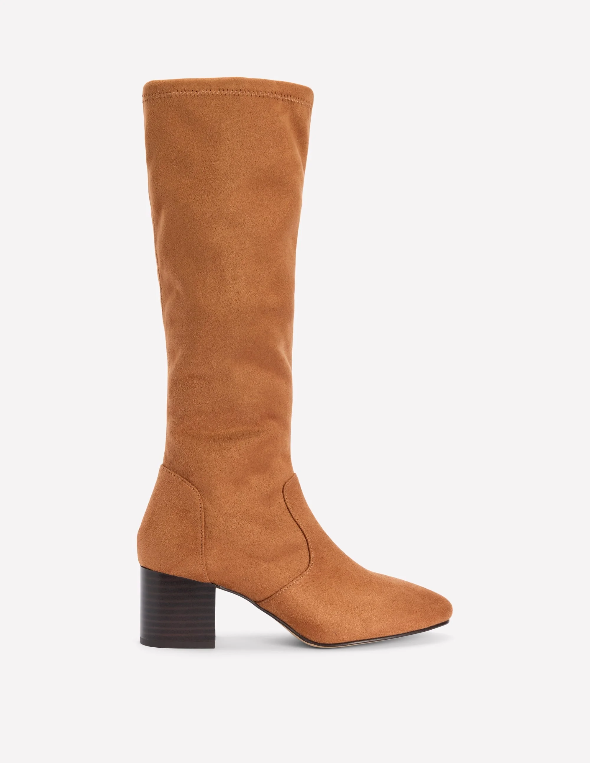 Block Heel Stretch Boots-Acorn - 1