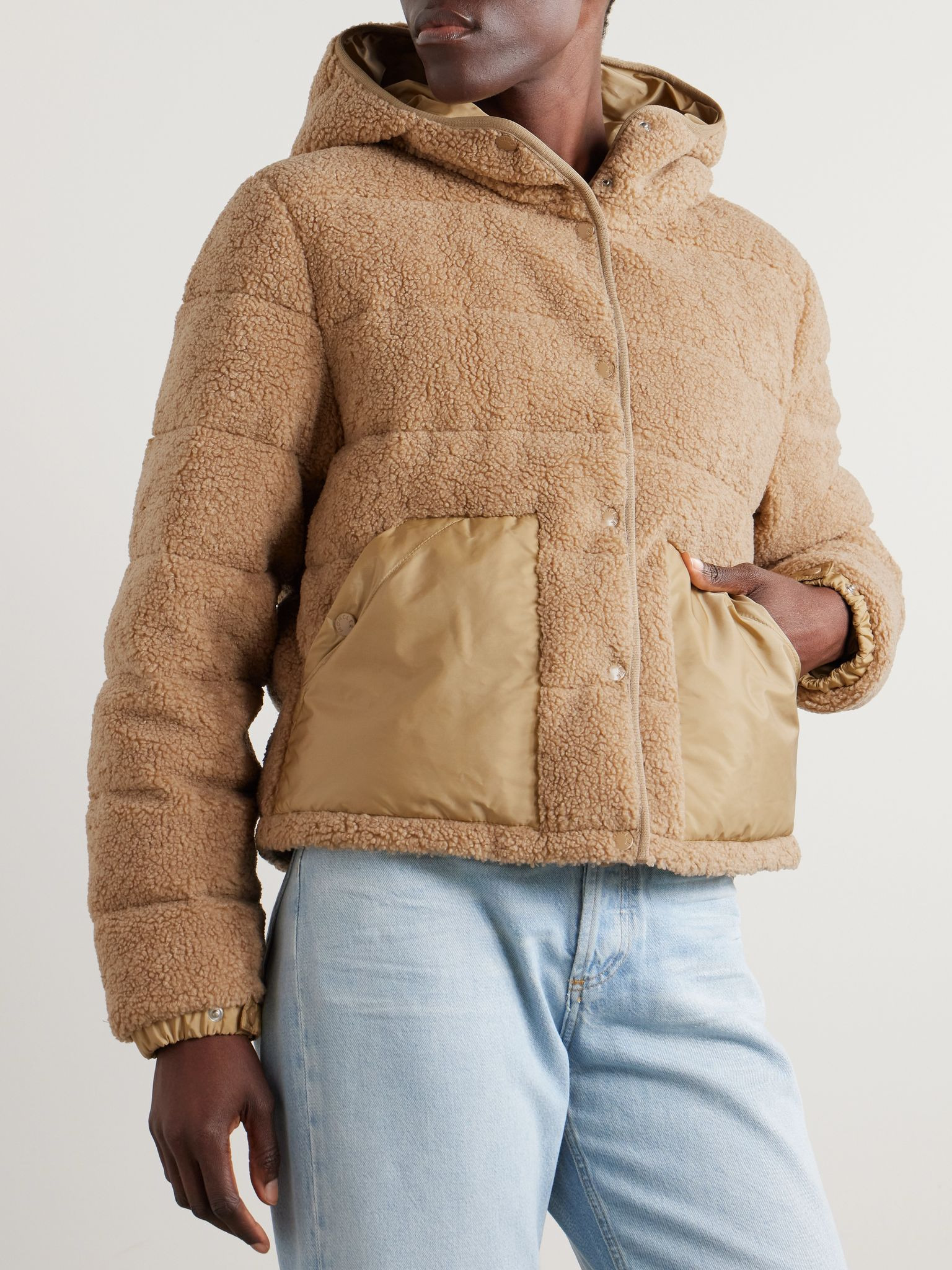 Audrieu shell-trimmed fleece jacket Light brown - 3