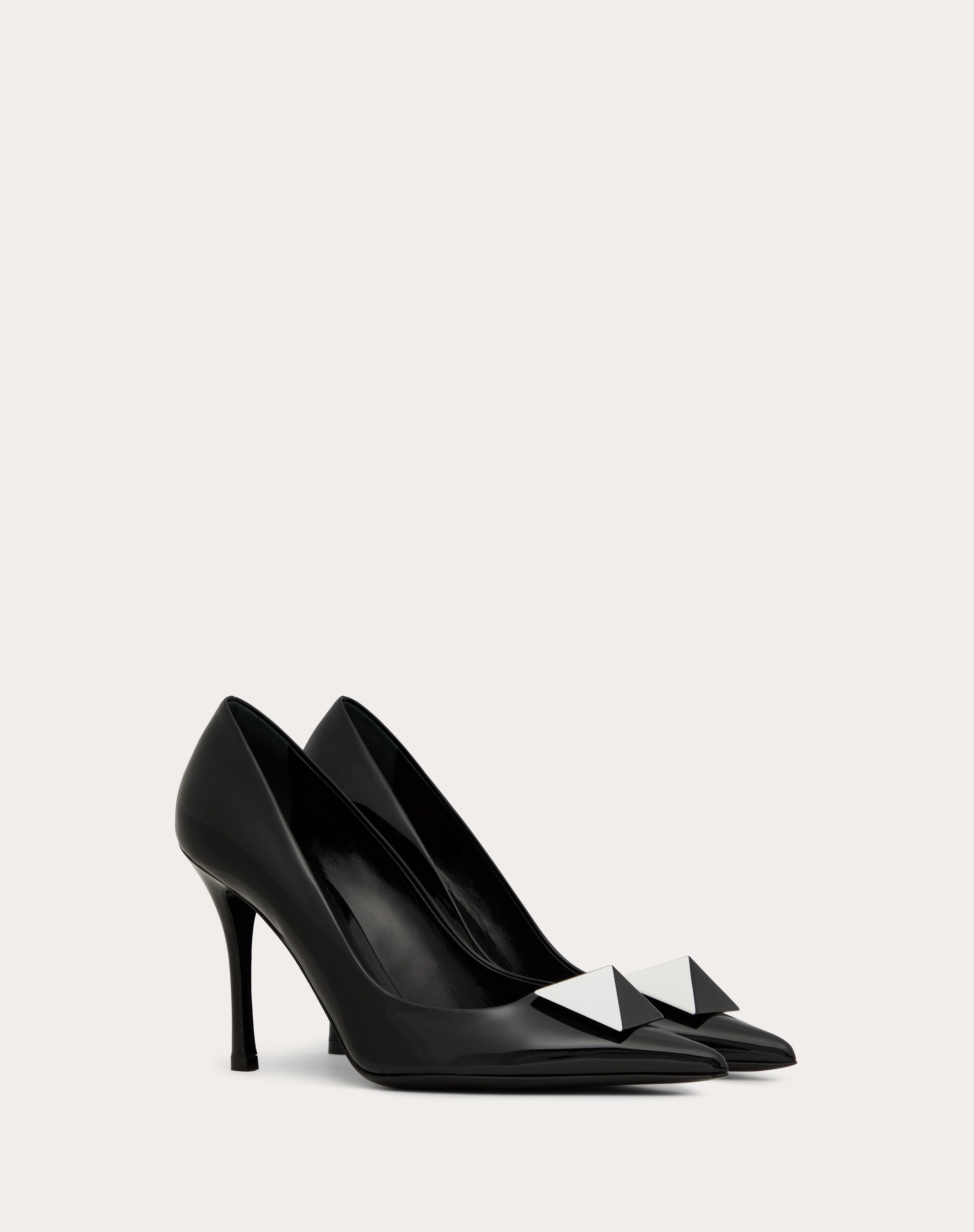 ONE STUD PATENT LEATHER PUMP AND TWO-TONE STUD 100MM - 2