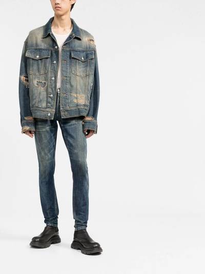 Balmain whiskering-effect slim denim jeans outlook