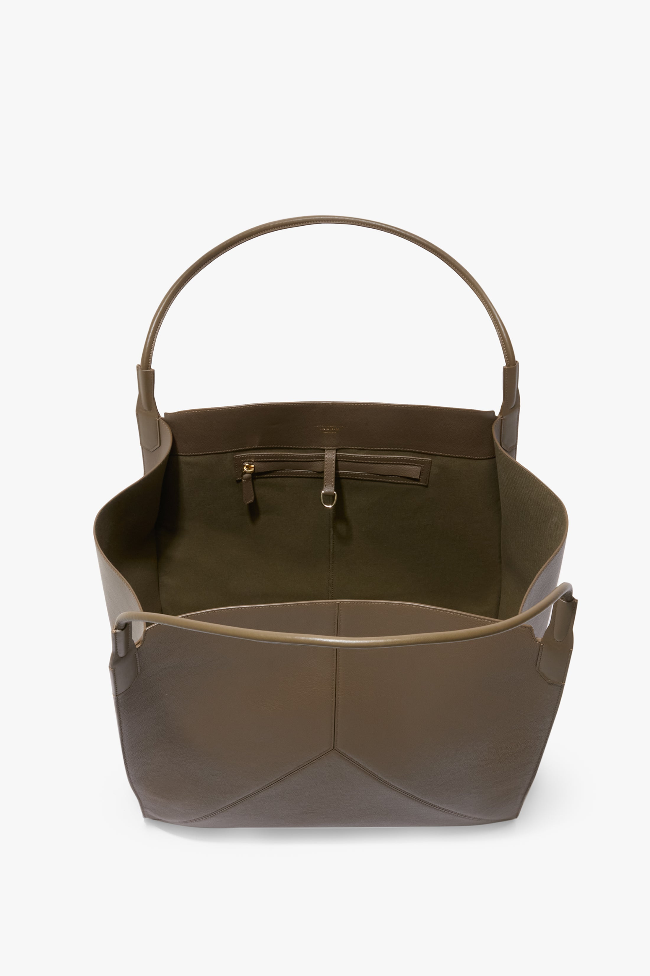 XL Victoria Tote In Khaki Soft Grained Leather - 6