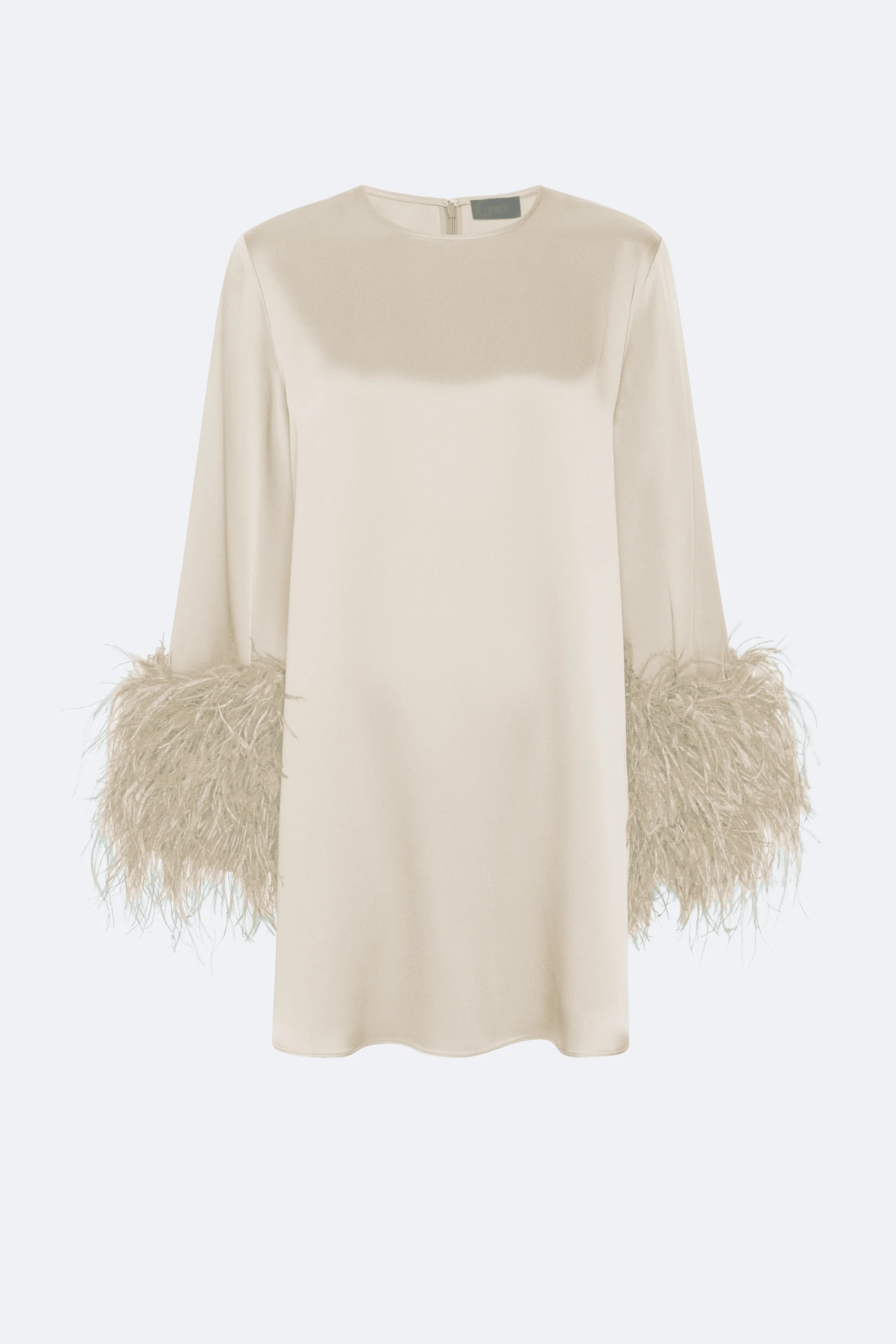 Satin Dress With Feathers - 1