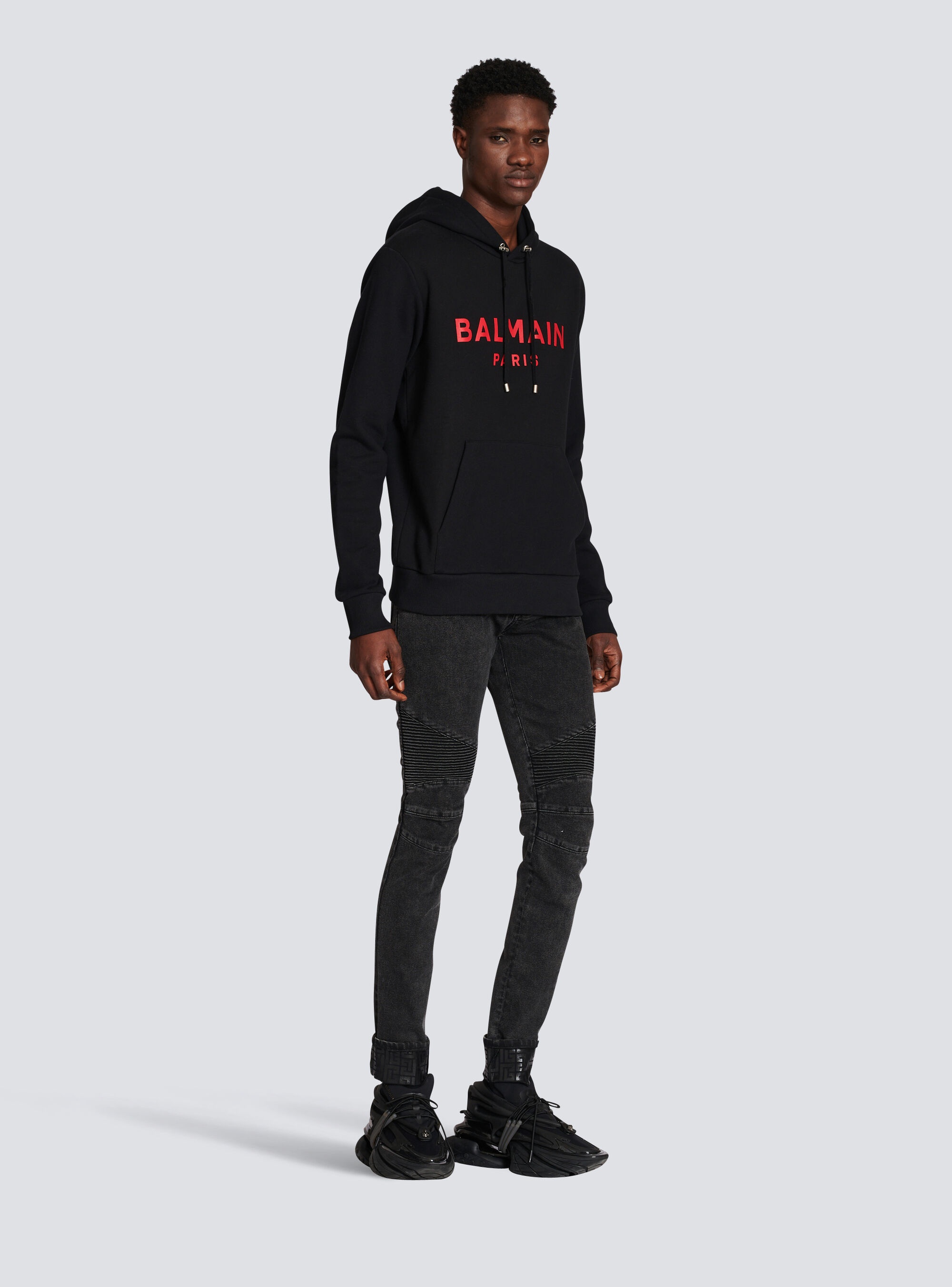 EXCLUSIVE - Cotton sweatshirt with Balmain Paris logo print - 5